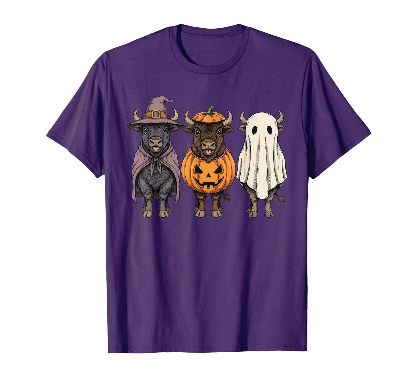 Spooky Ghost Bison Buffalo Lover Pumpkin Halloween T-Shirt