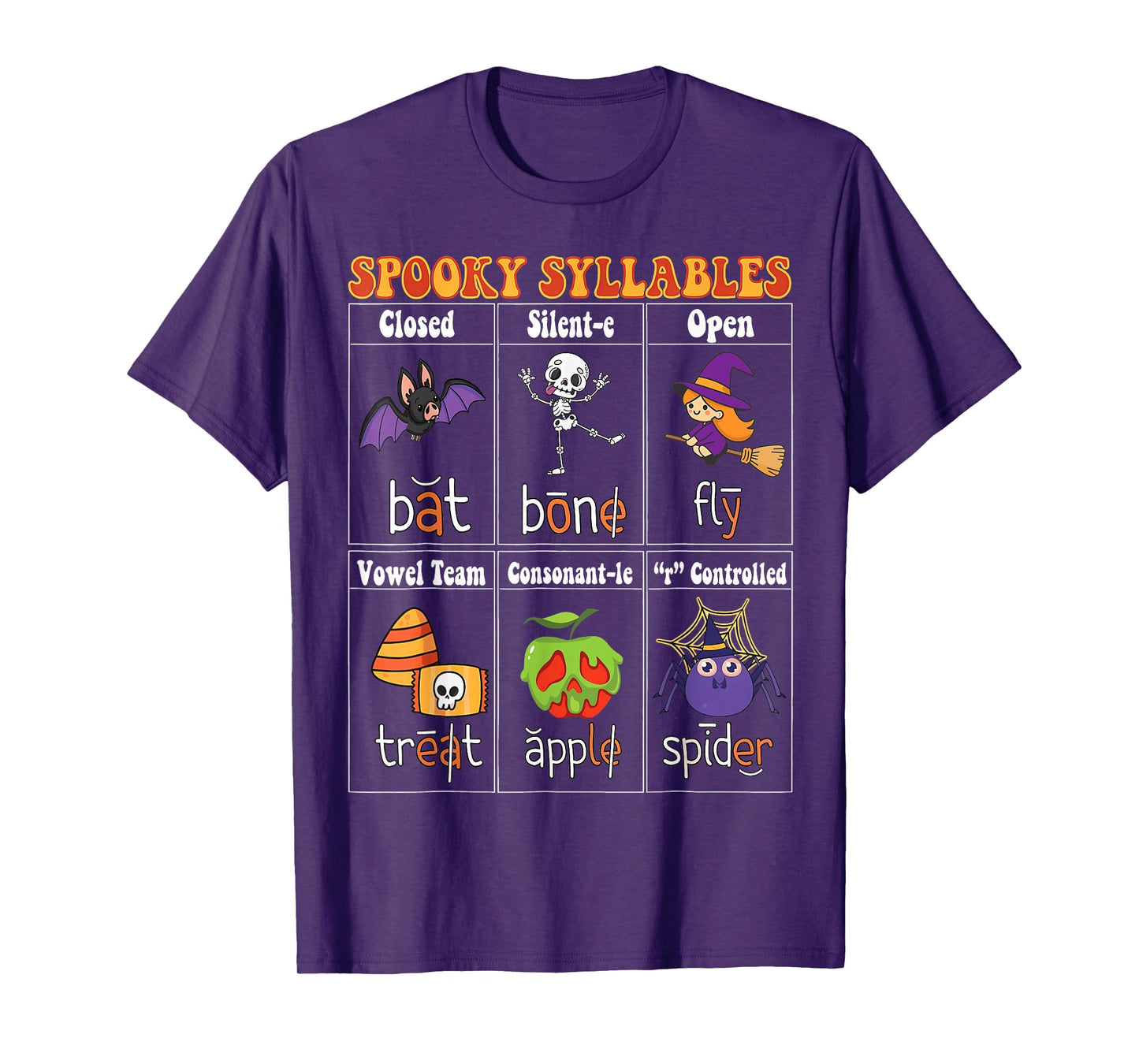 Spooky Syllables Funny Halloween Educational Teachers Kids T-Shirt