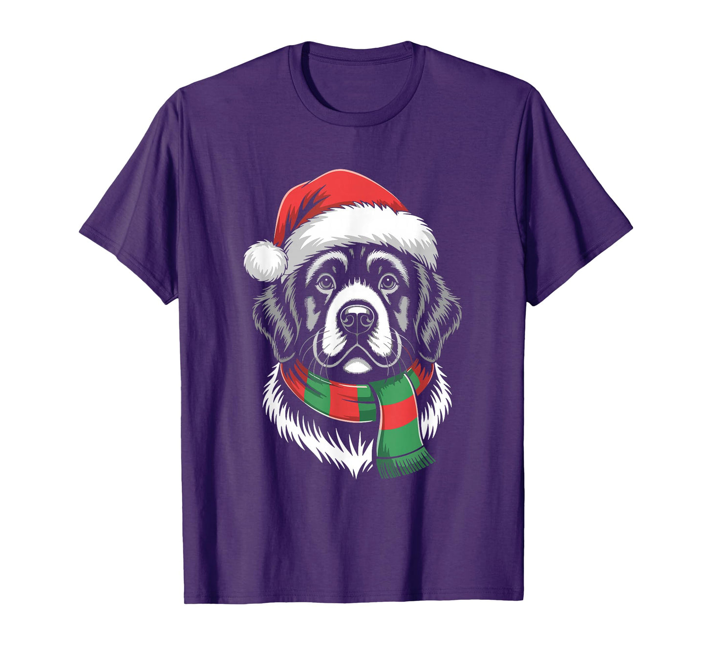 Newfoundland Dog Xmas Santa Hat Scarf Christmas Costume T-Shirt