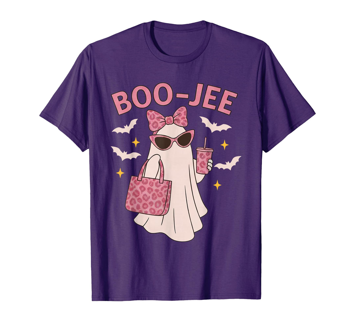Coquette Leopard Ghost Coffee Boo-JEE Halloween Boujee Ghost T-Shirt