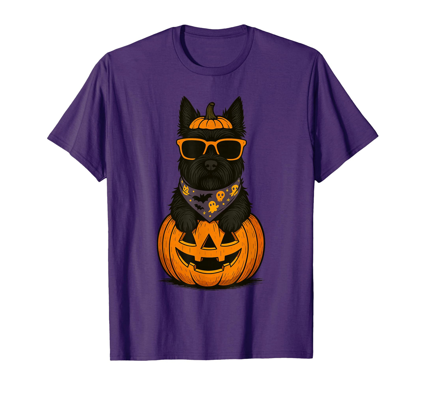 Spooky Scottish Terrier Pumpkin Halloween Scottie Dog Lover T-Shirt