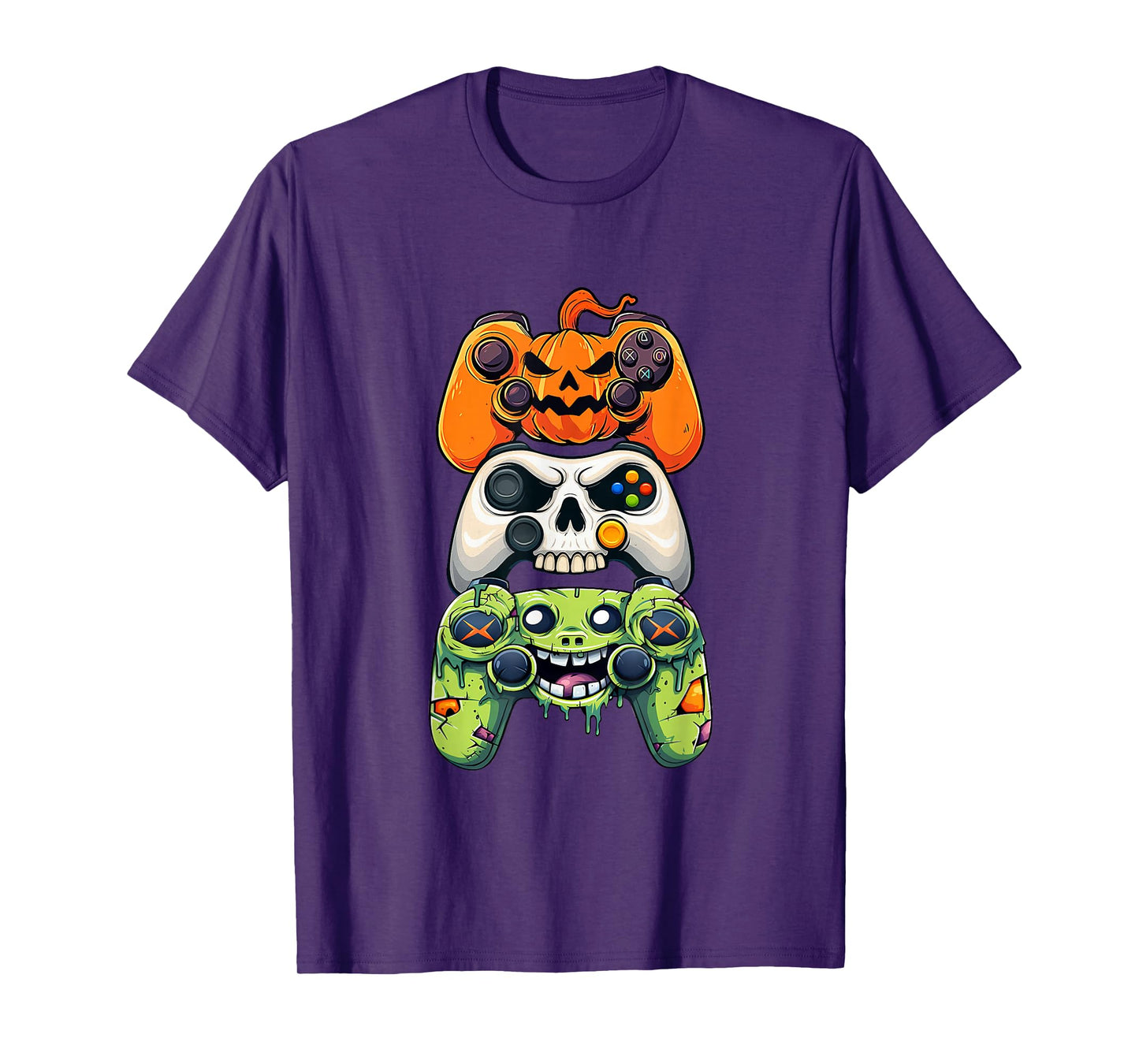 Halloween Skeleton Zombie Gaming Controllers Men Boys Kids T-Shirt