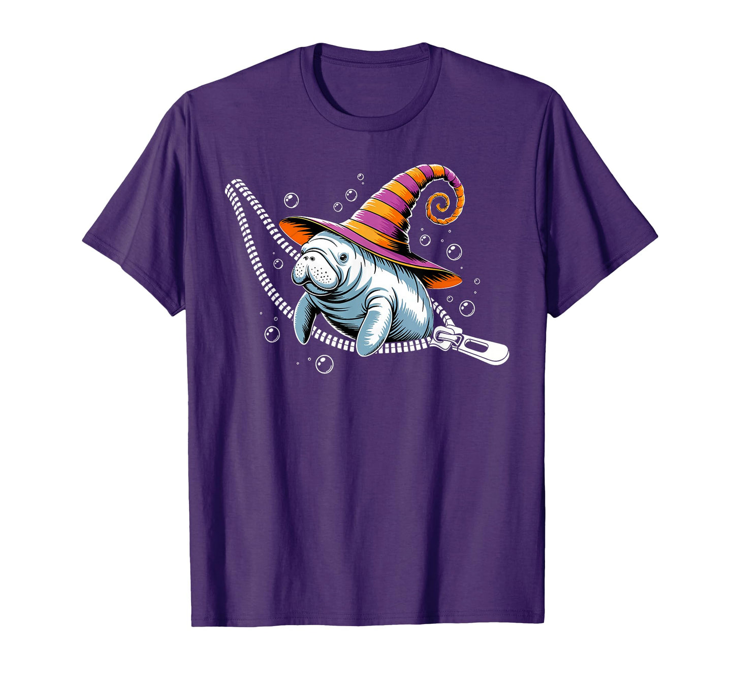 Halloween Manatee Witch Emerging from A Zipper Costume Kids T-Shirt
