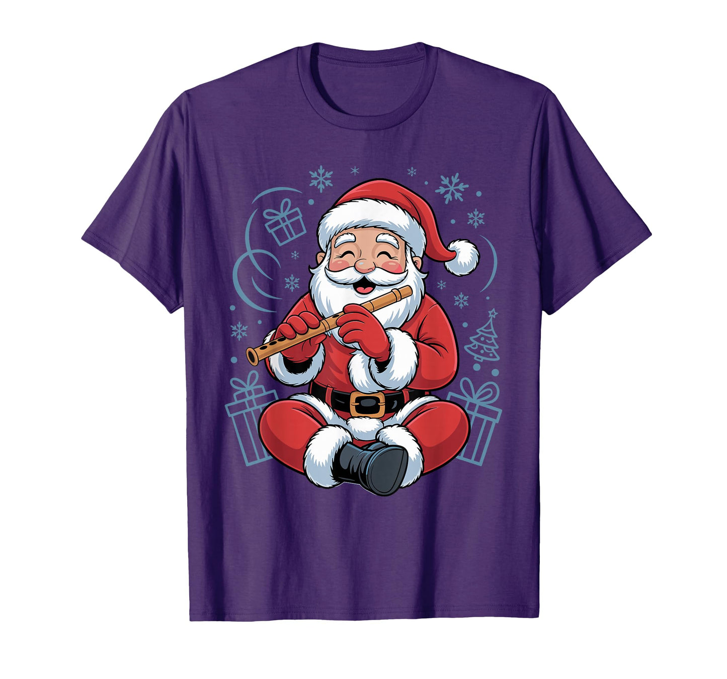 Funny Santa Christmas Design Flute Holiday Xmas Pajama T-Shirt