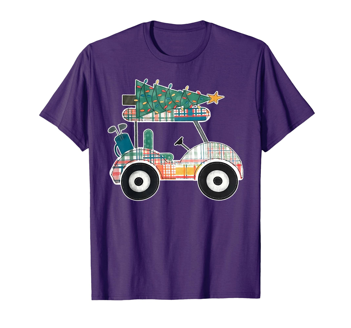 Golf Cart Christmas Tree Lights Xmas Sport Golfer Golfing T-Shirt