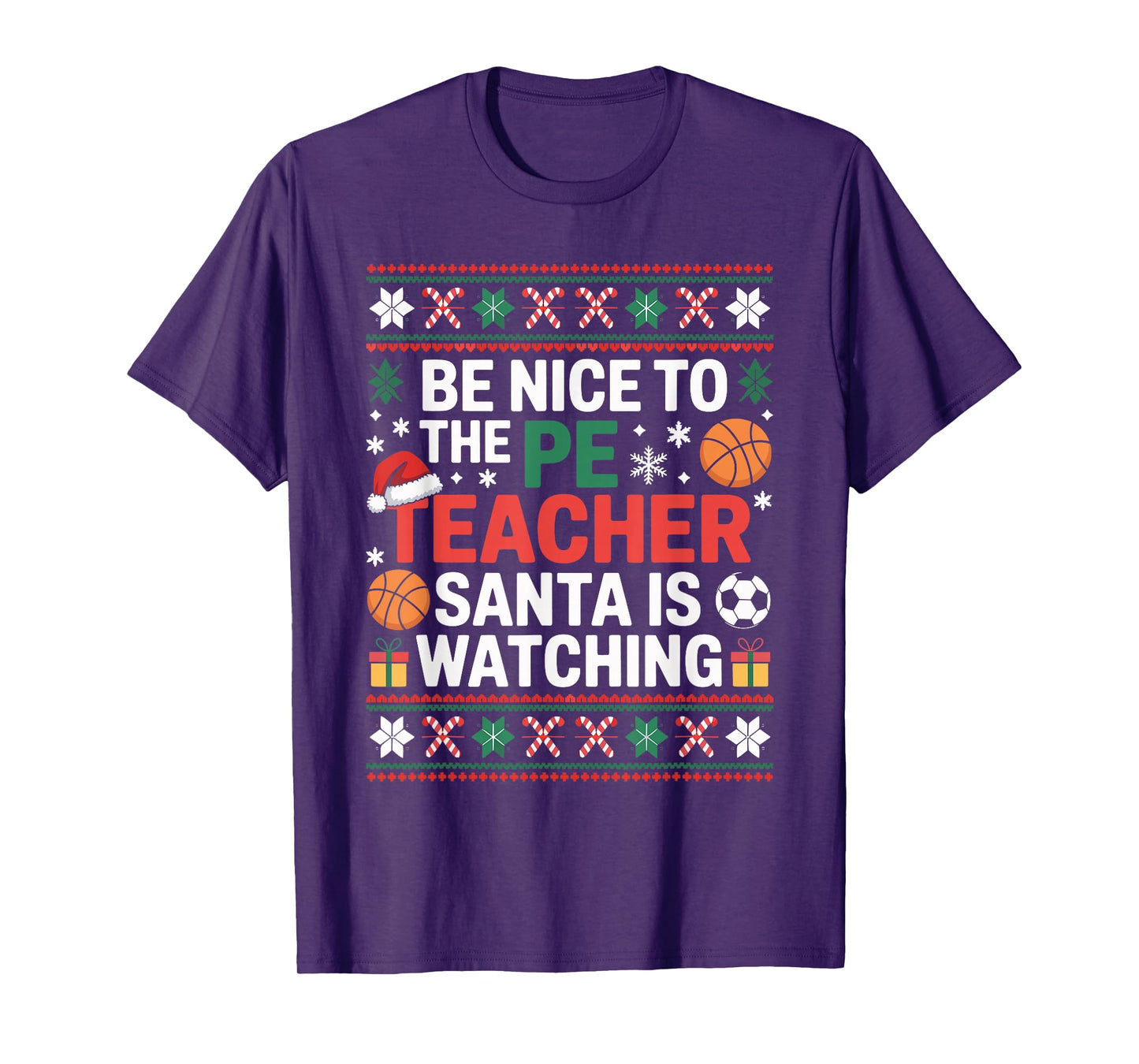 PE Teacher Ugly Christmas Sweater Physical Education Xmas T-Shirt