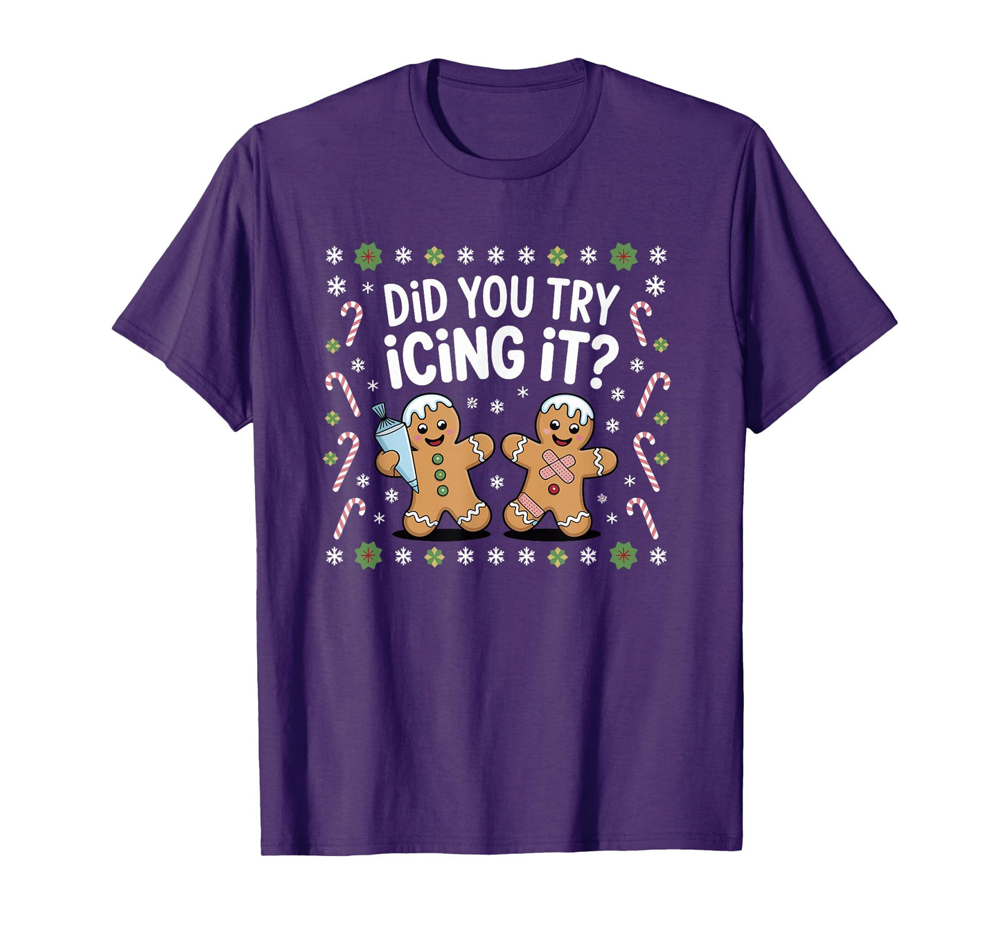 Did You Try Icing It Retro Christmas Gingerbread Nurse Squad T-Shirt