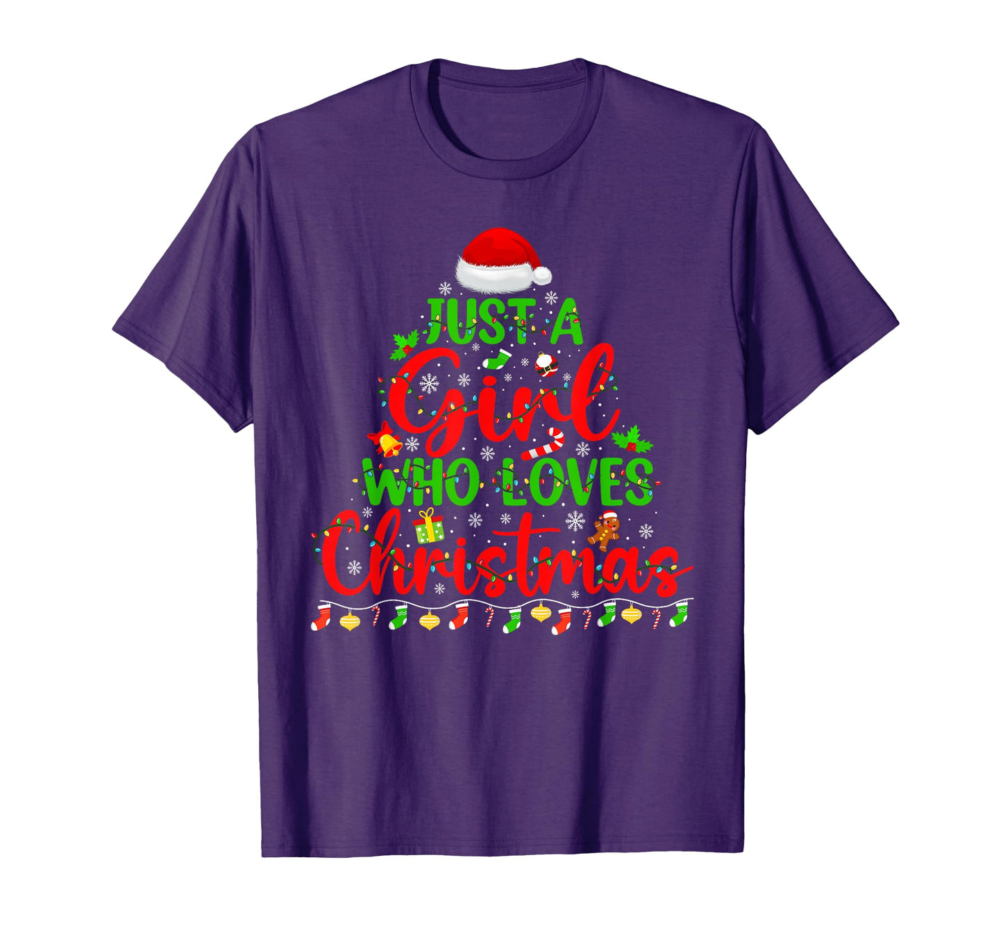 Just A Girl Who Loves Christmas Funny Xmas Family Women Kids T-Shirt