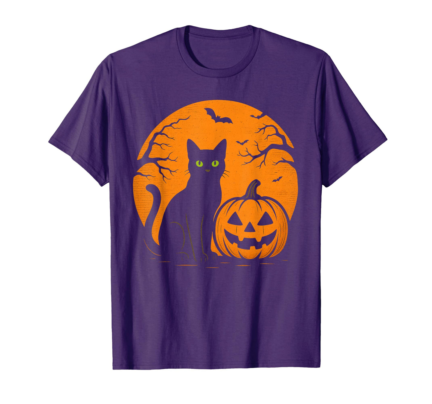 Retro Black Cat Pumpkin Halloween Costume Fall Autumn Season T-Shirt