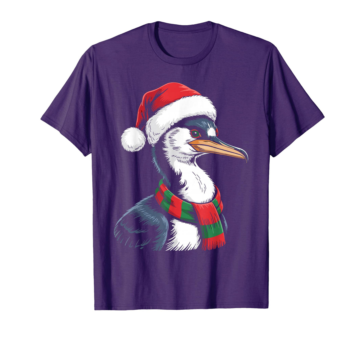 Cormorant Xmas Santa Hat Scarf Christmas Costume T-Shirt