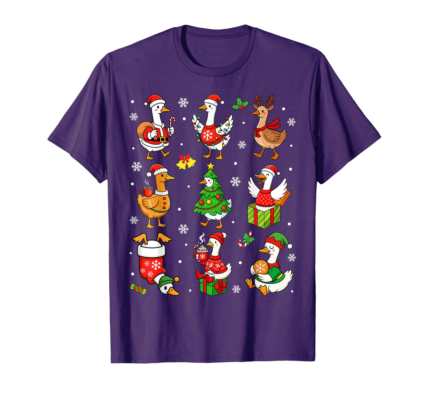 Cute Silly Goose Santa Christmas Merry Goosemas Xmas Kids T-Shirt