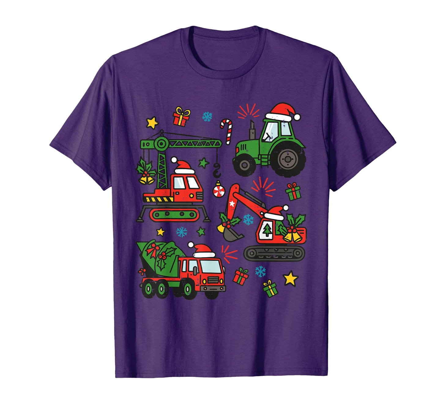 Christmas Construction Trucks Xmas Santa Toddler Kids Boys T-Shirt