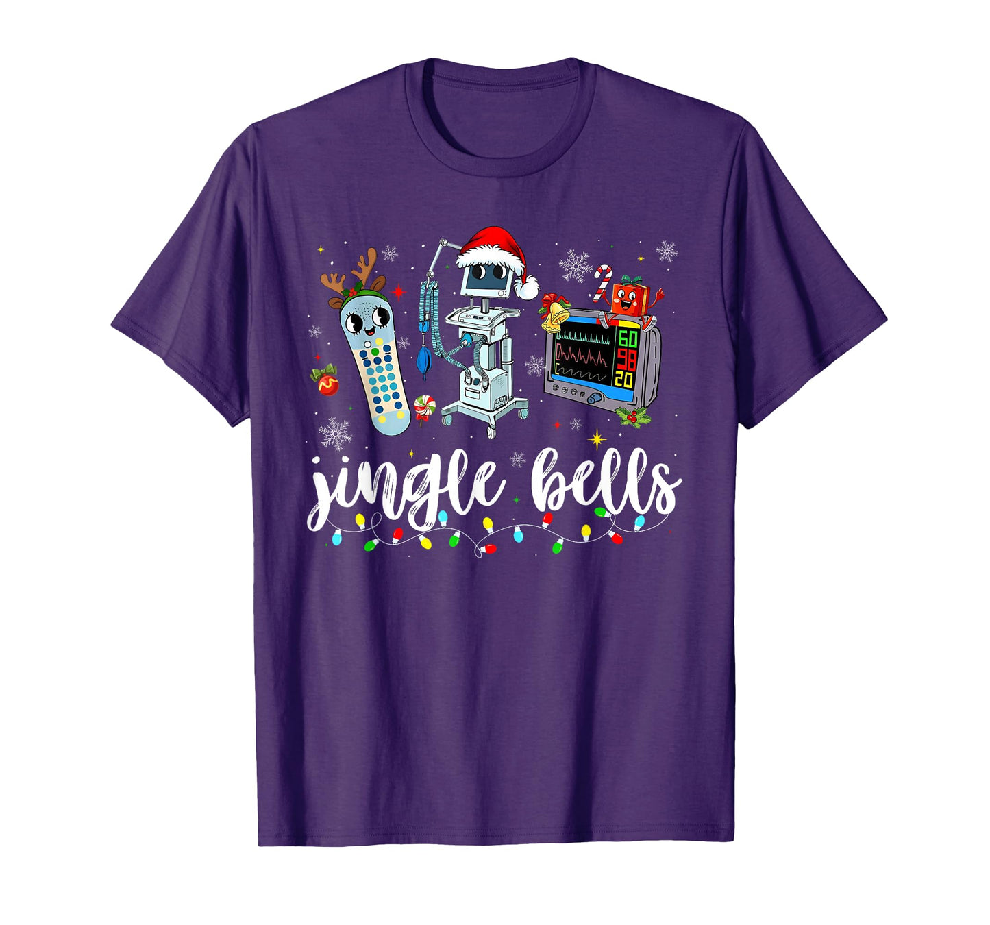 Christmas ER Nurse Jingle Bells Xmas Lights Holiday Pajamas T-Shirt