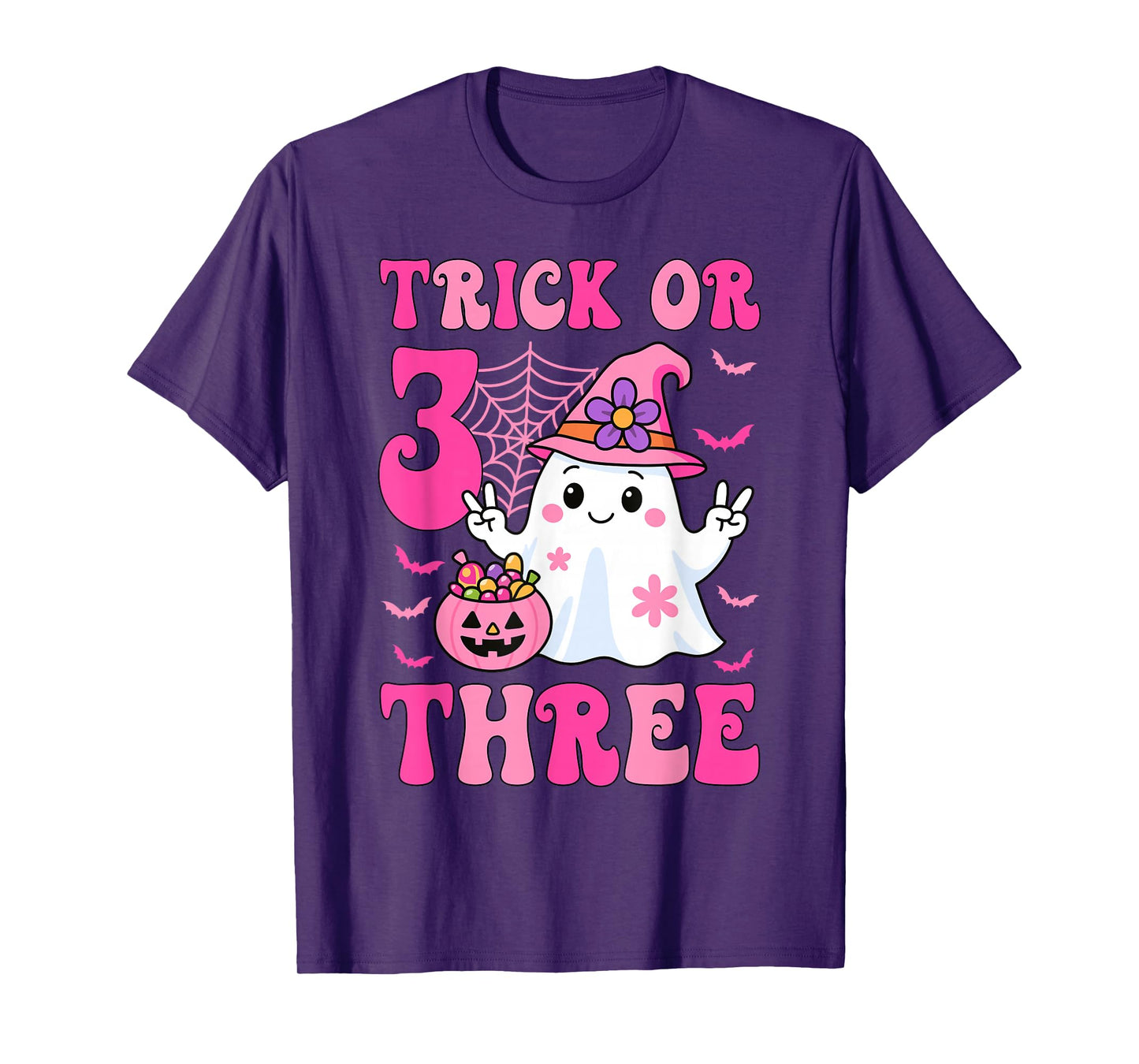 Trick Or Three Groovy Ghost Halloween It's My Boo Day T-Shirt