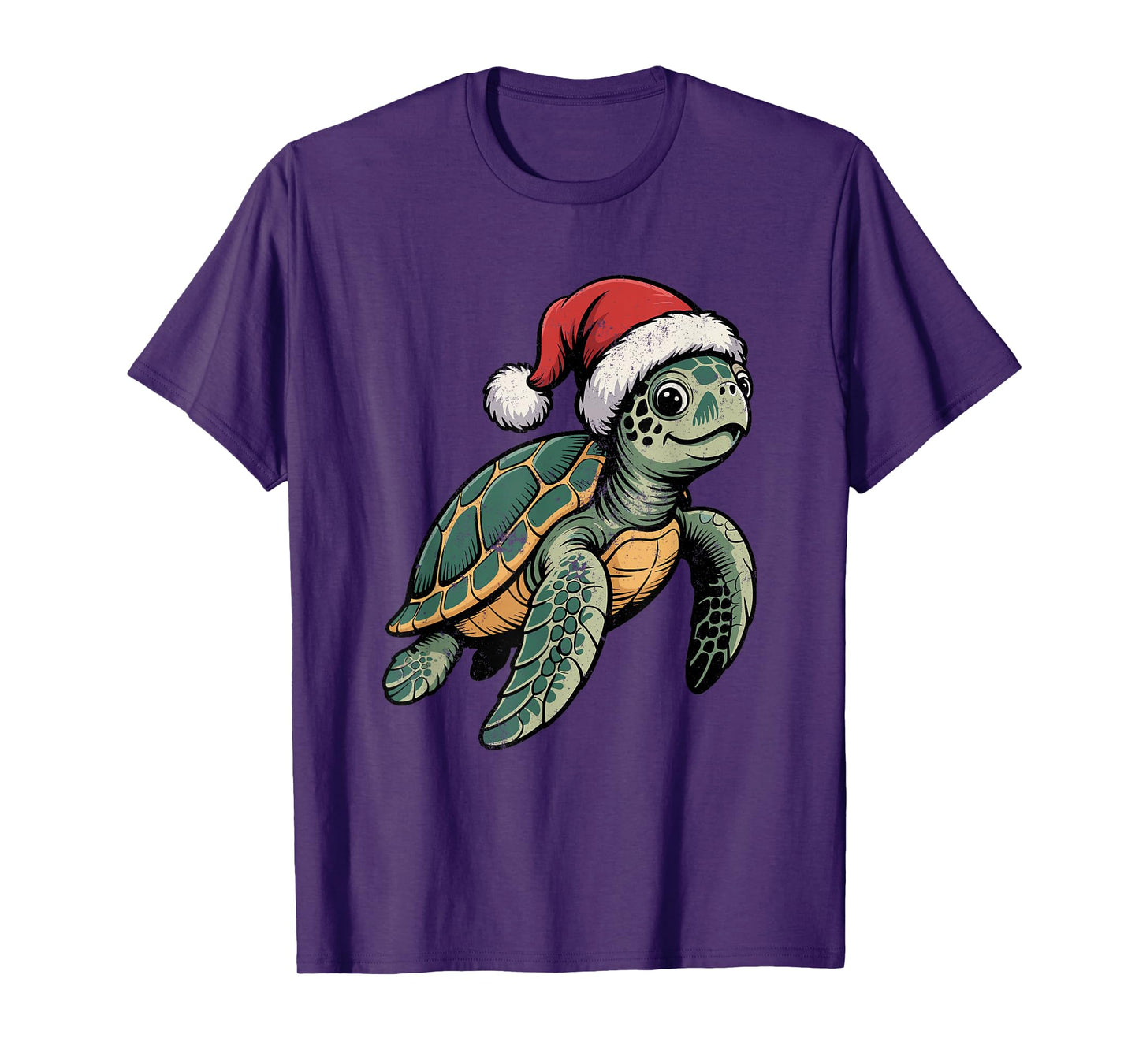 Sea Turtle Santa Hat Christmas Vintage Animal Lovers Holiday T-Shirt