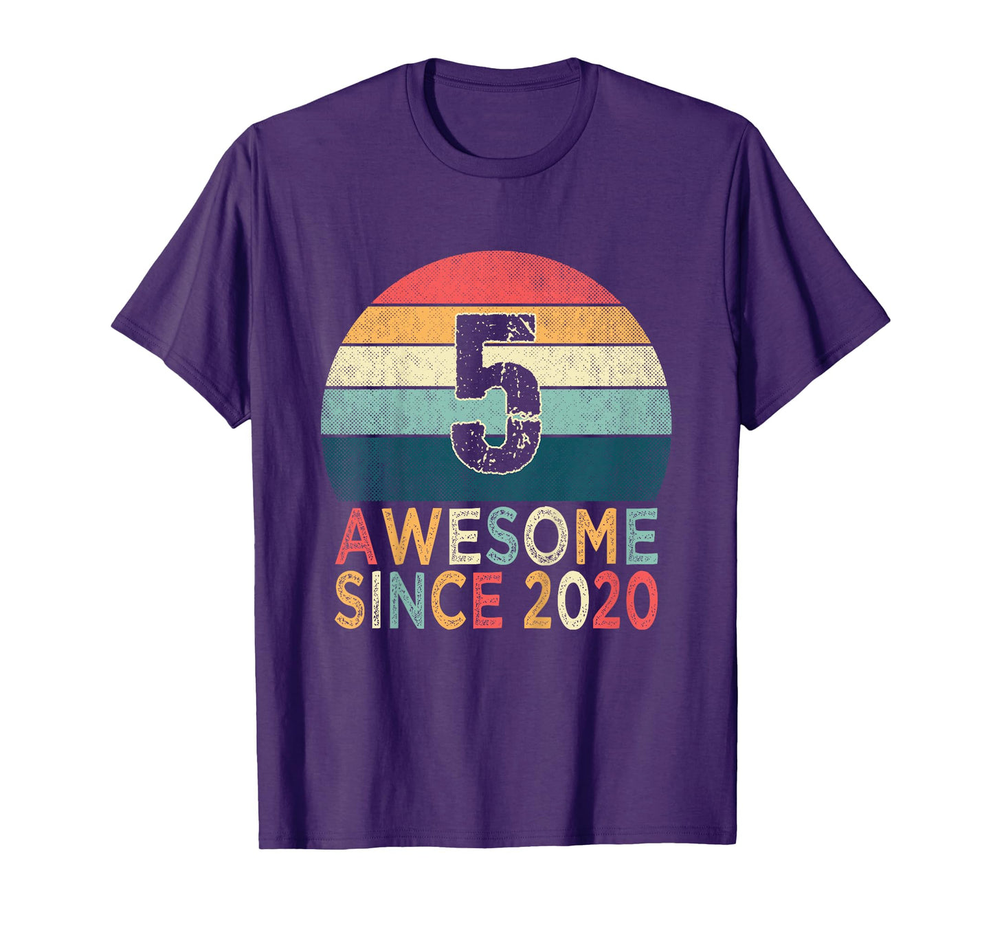 Kids 5th Birthday Vintage Retro 5 Years Old Awesome Since 2020 T-Shirt