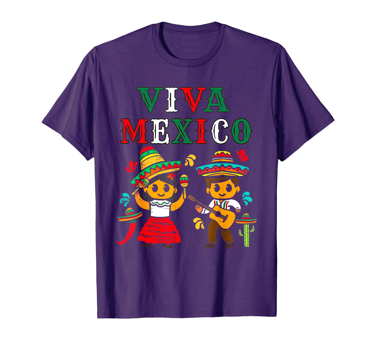 Mexican Independence Day Viva Mexico Boy Girl Maracas Guitar T-Shirt