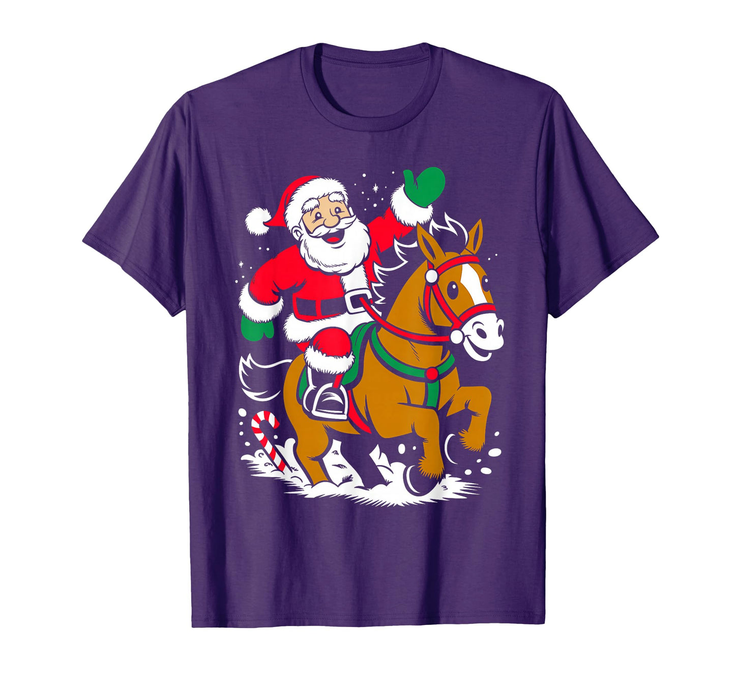 Santa Riding Horse Funny Equestrian Christmas Xmas Pajama T-Shirt