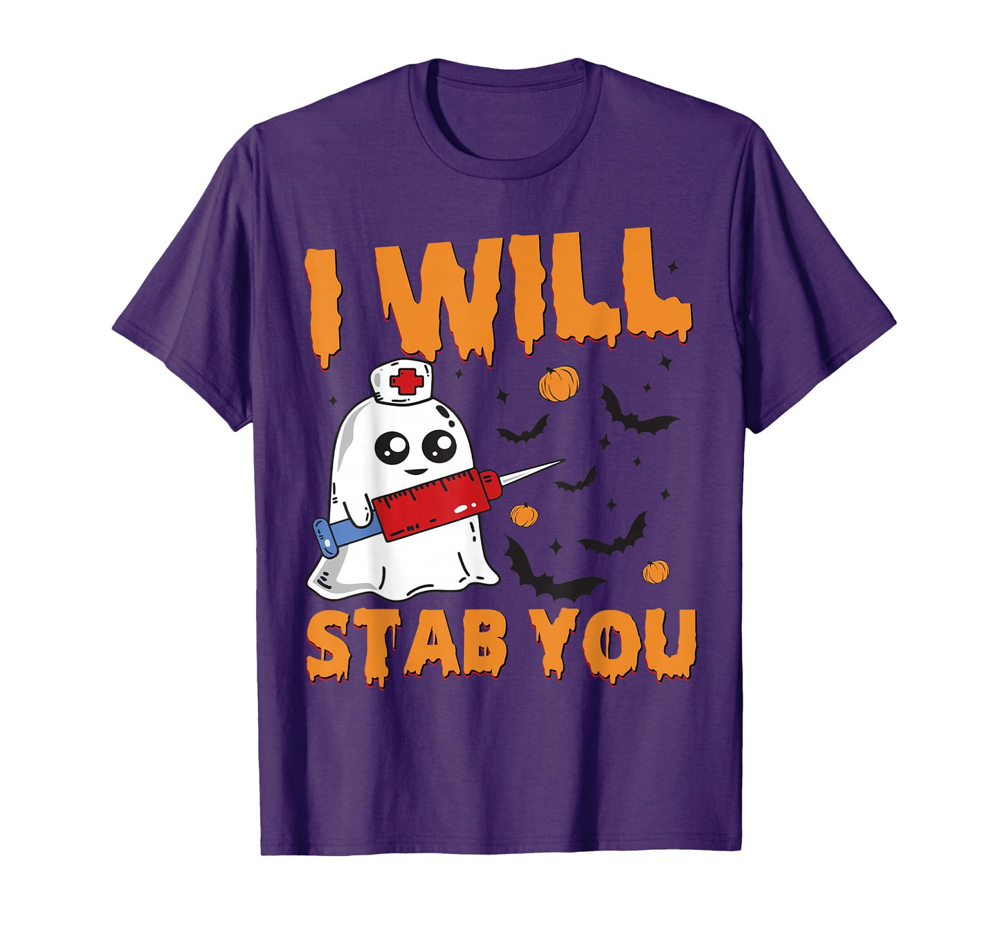 I Will Stab You Ghost Nurse Retro Funny Halloween for Nurses T-Shirt