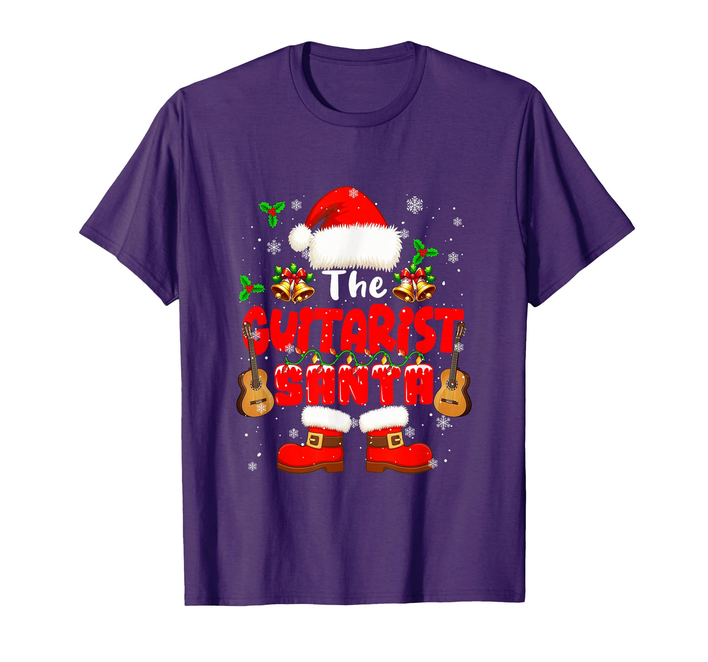 The Guitarist Santa Christmas Colorful Costume Job Team T-Shirt