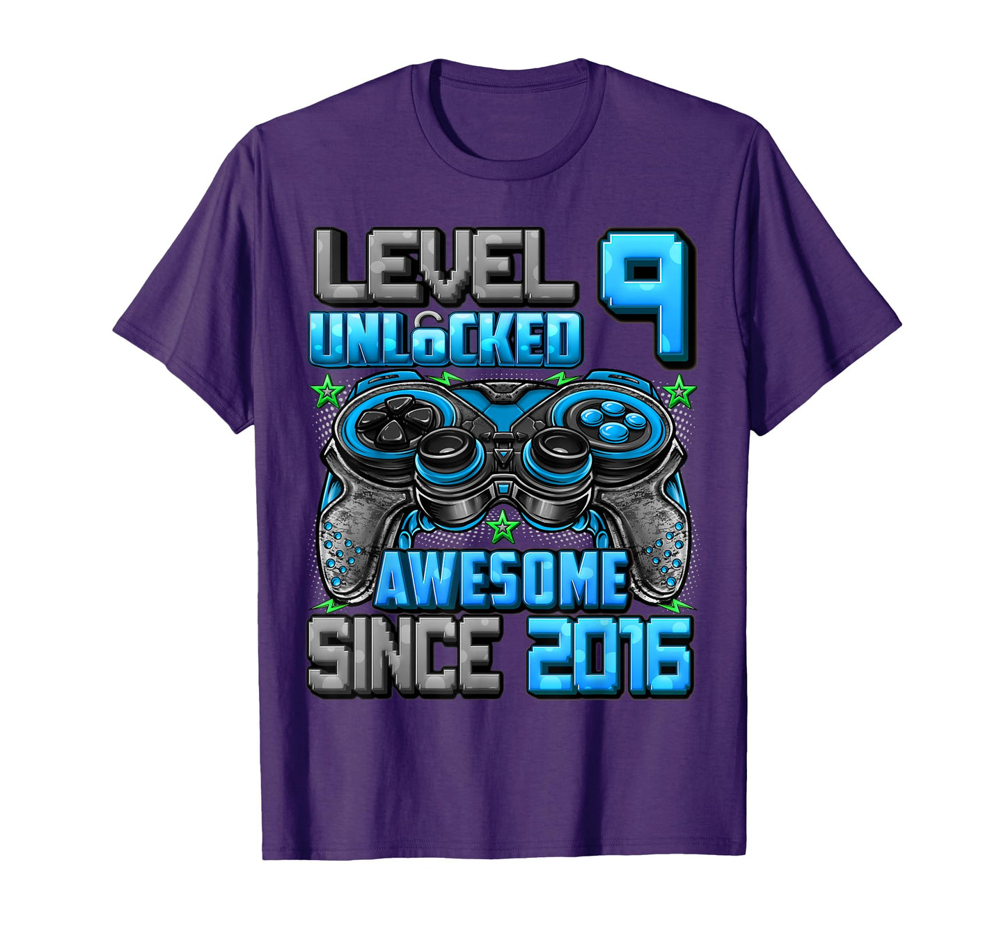 Level 9 Unlocked Awesome Since 2016 9th Birthday Gaming T-Shirt