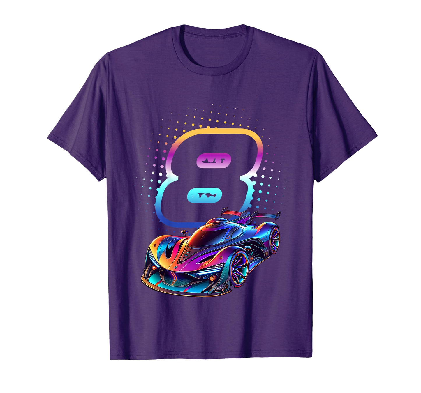 8 Year Old Race Car 8th Birthday Futuristic Racing Racecar T-Shirt