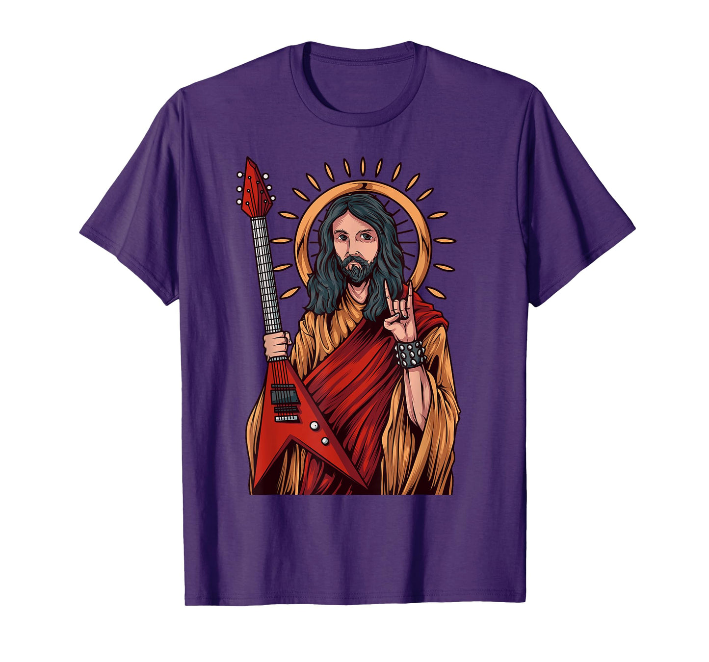 Jesus Playing Heavy Metal Guitar T-Shirt