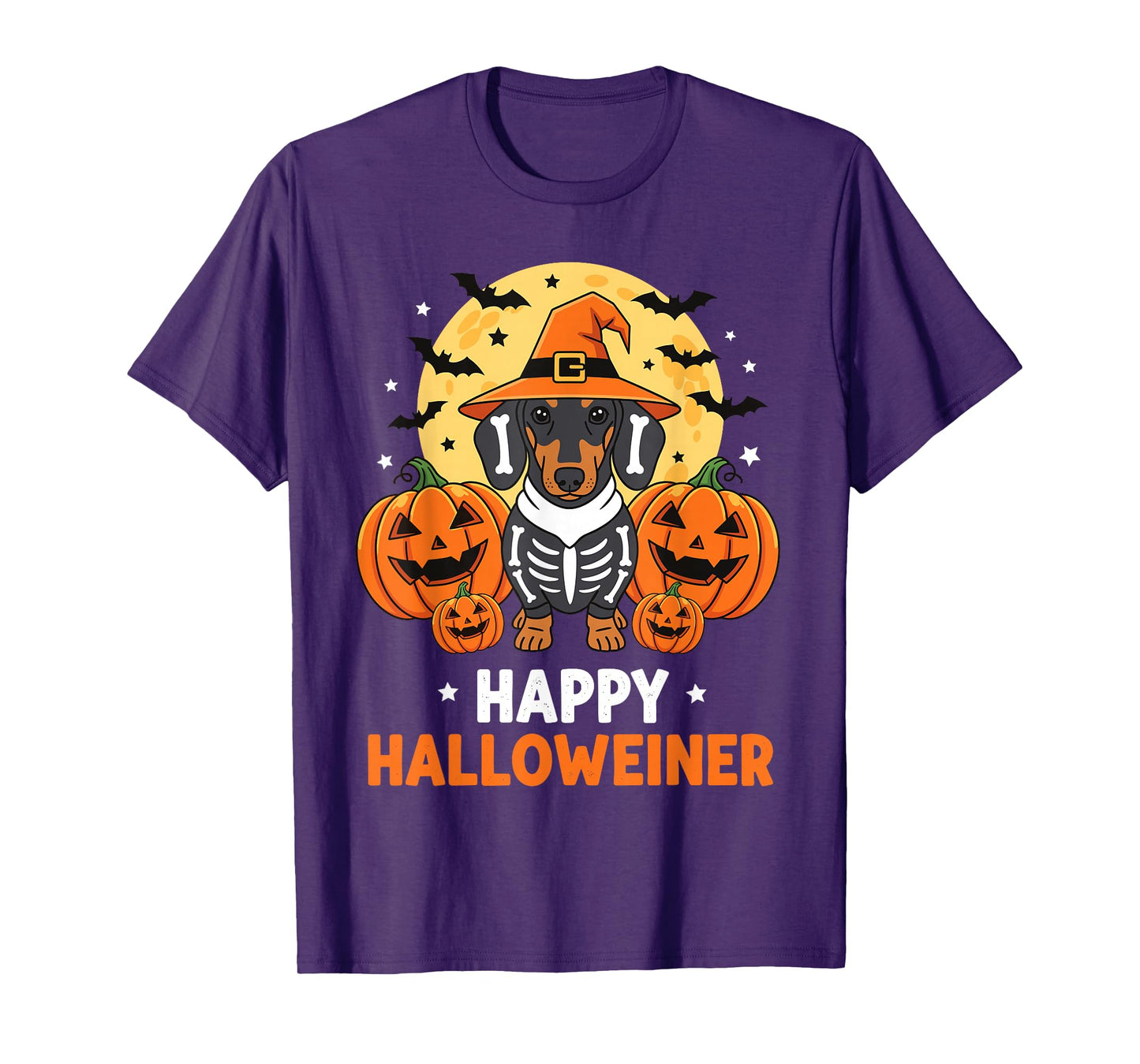 Happy Halloweiner Funny Halloween Dachshund Witch Skeleton T-Shirt