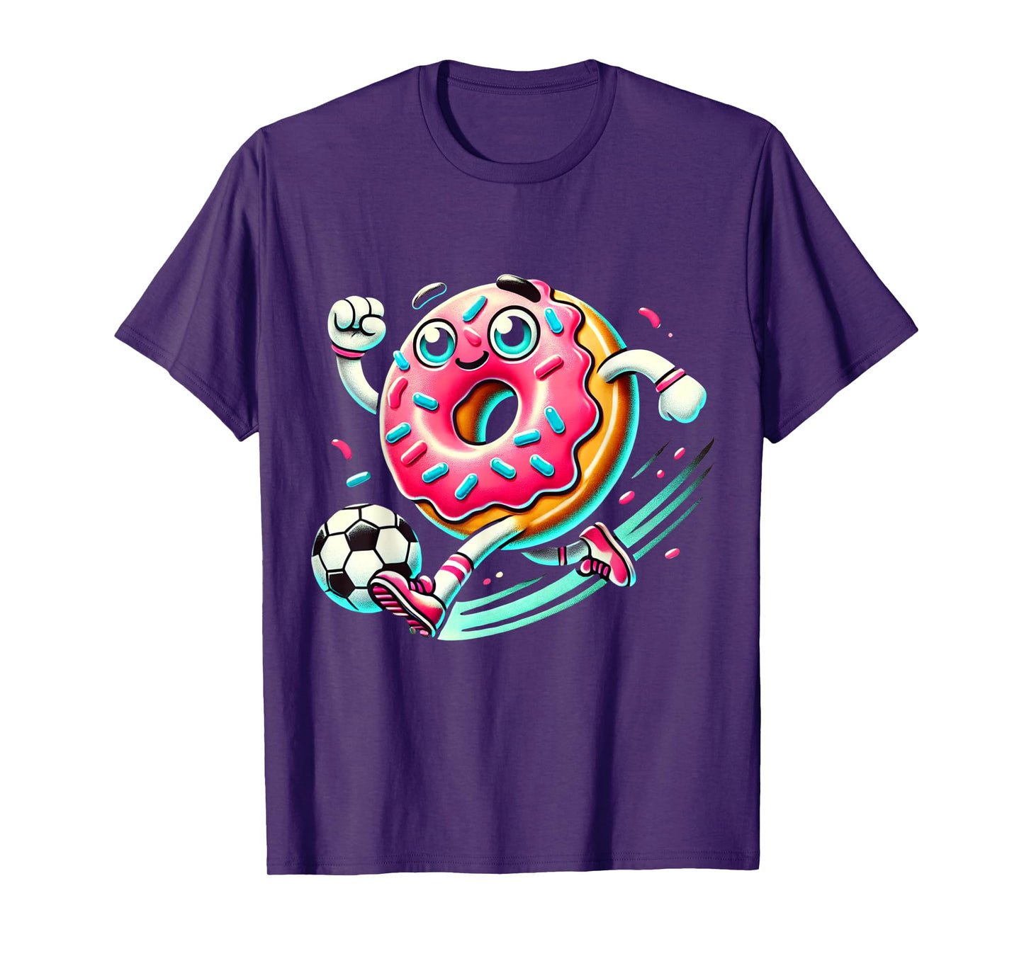 Funny Donut Playing Soccer Food Champ Sports Donut T-Shirt
