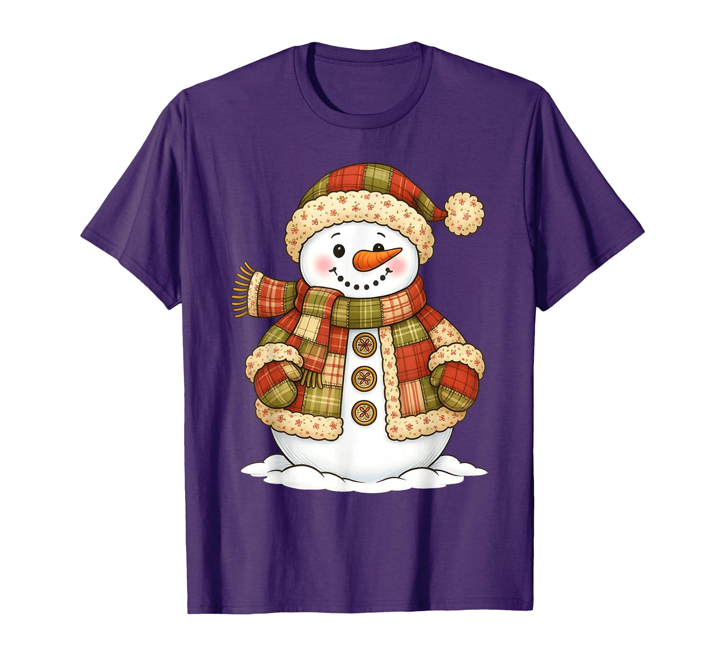 Patchwork Snowman Retro Funny Snowman Holiday Christmas Xmas T-Shirt
