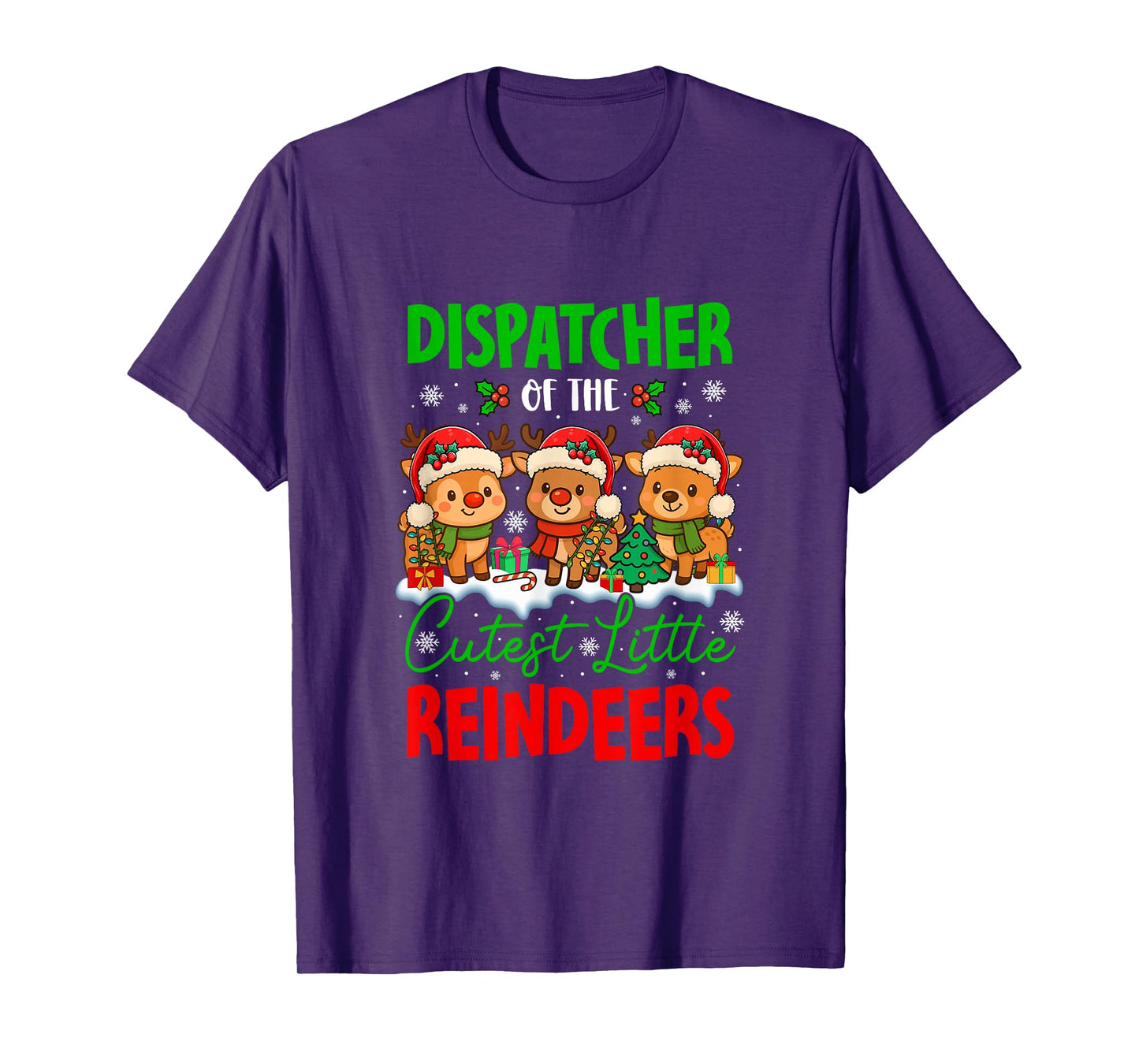 Dispatcher of Cutest Reindeers Xmas Three Santa Reindeers T-Shirt