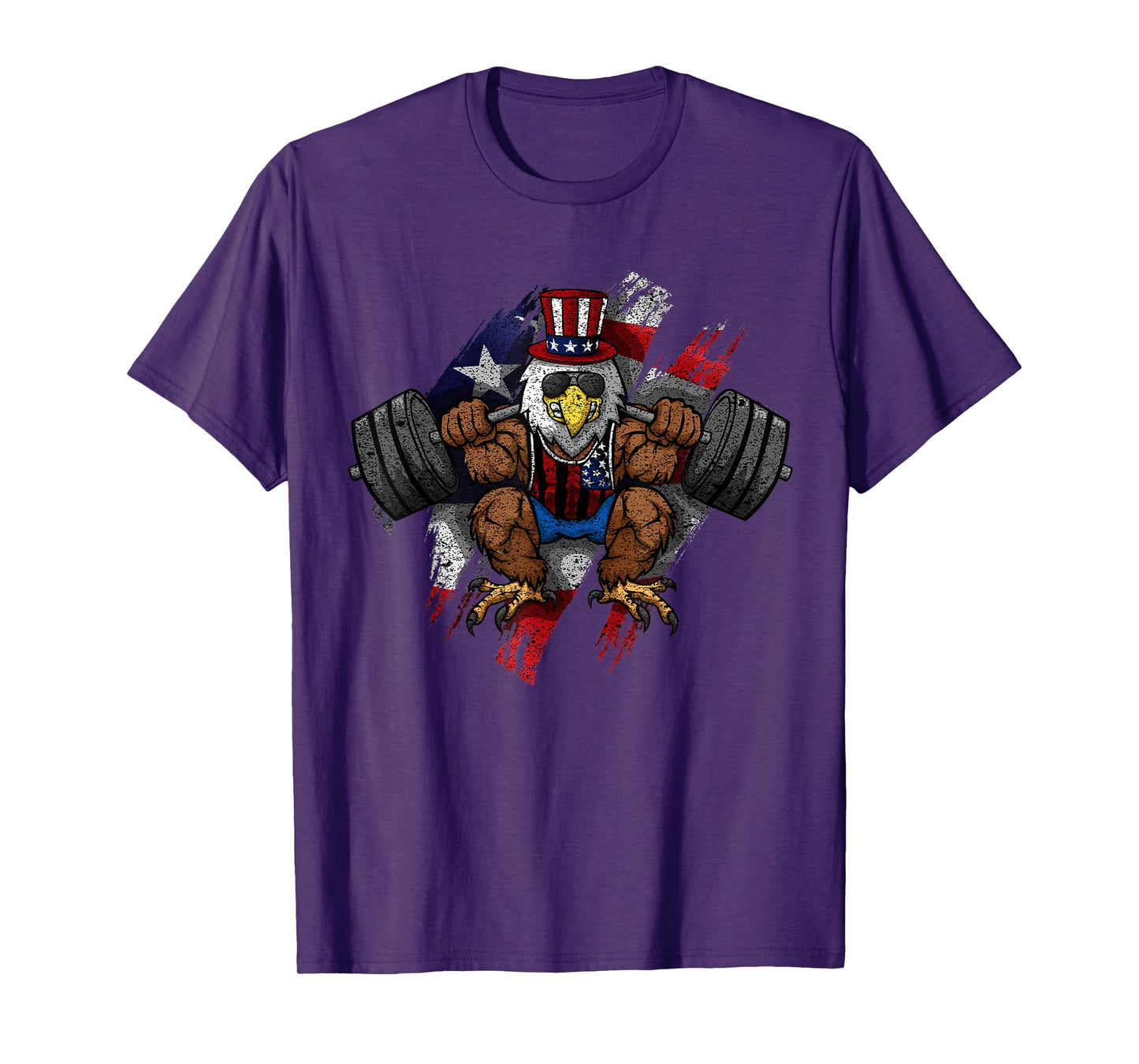 American Flag Muscular Bald Eagle Bike Flexing Uncle Sam Women Kids Men T-Shirt