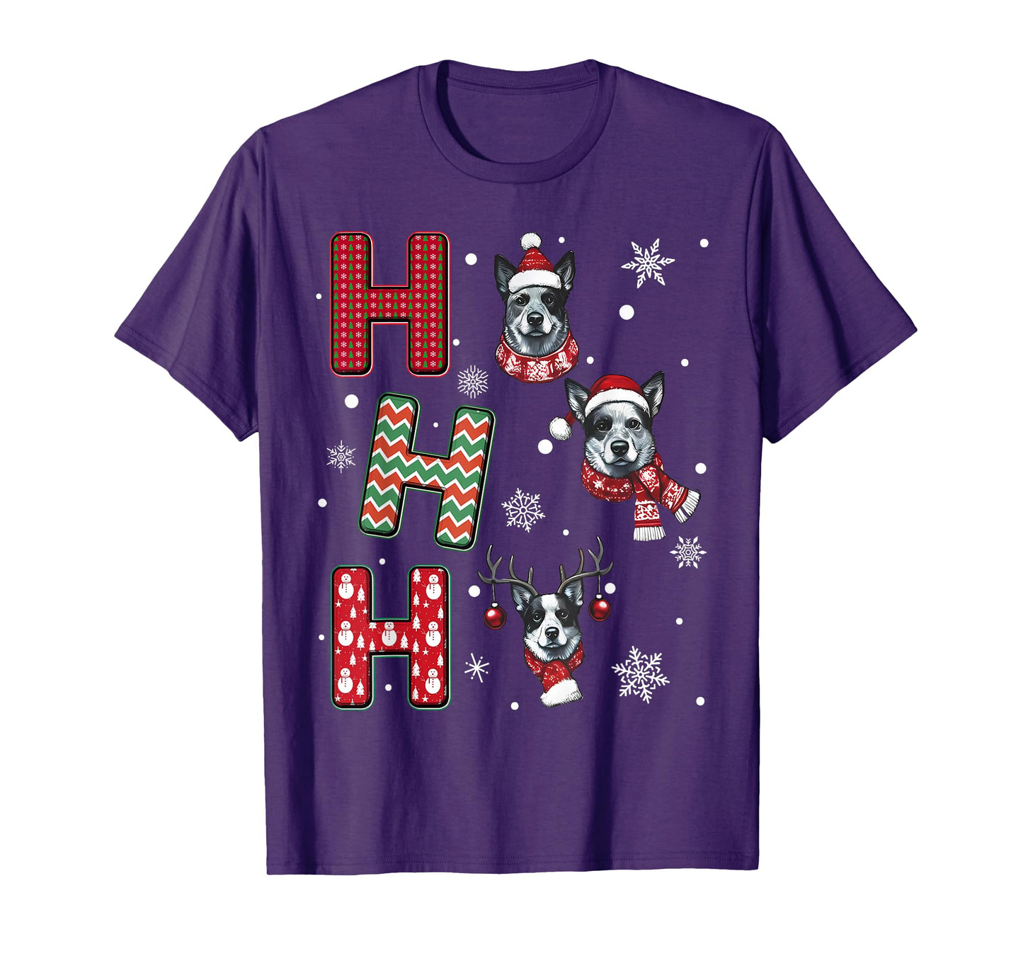 Ho Ho Ho Blue Heeler Dog Matching Christmas Santa Elf Xmas T-Shirt