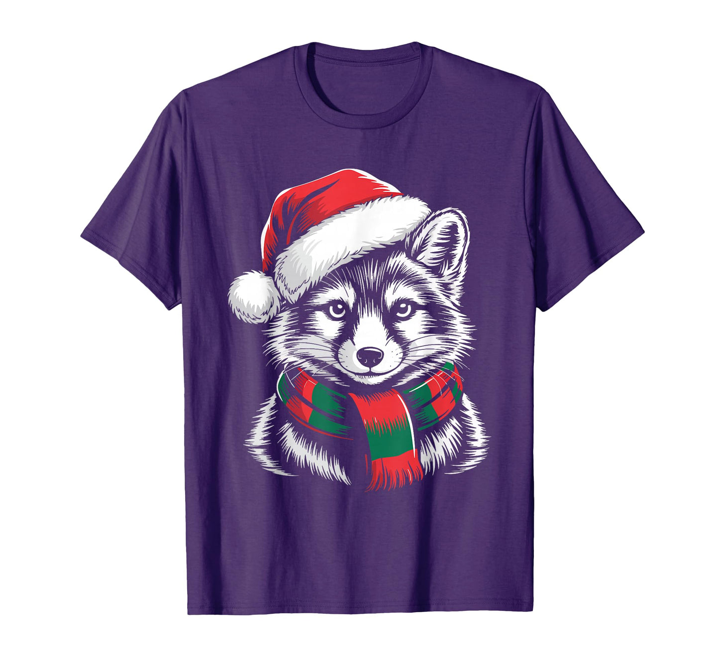 Arctic Fox Xmas Santa Hat Scarf Christmas Costume T-Shirt