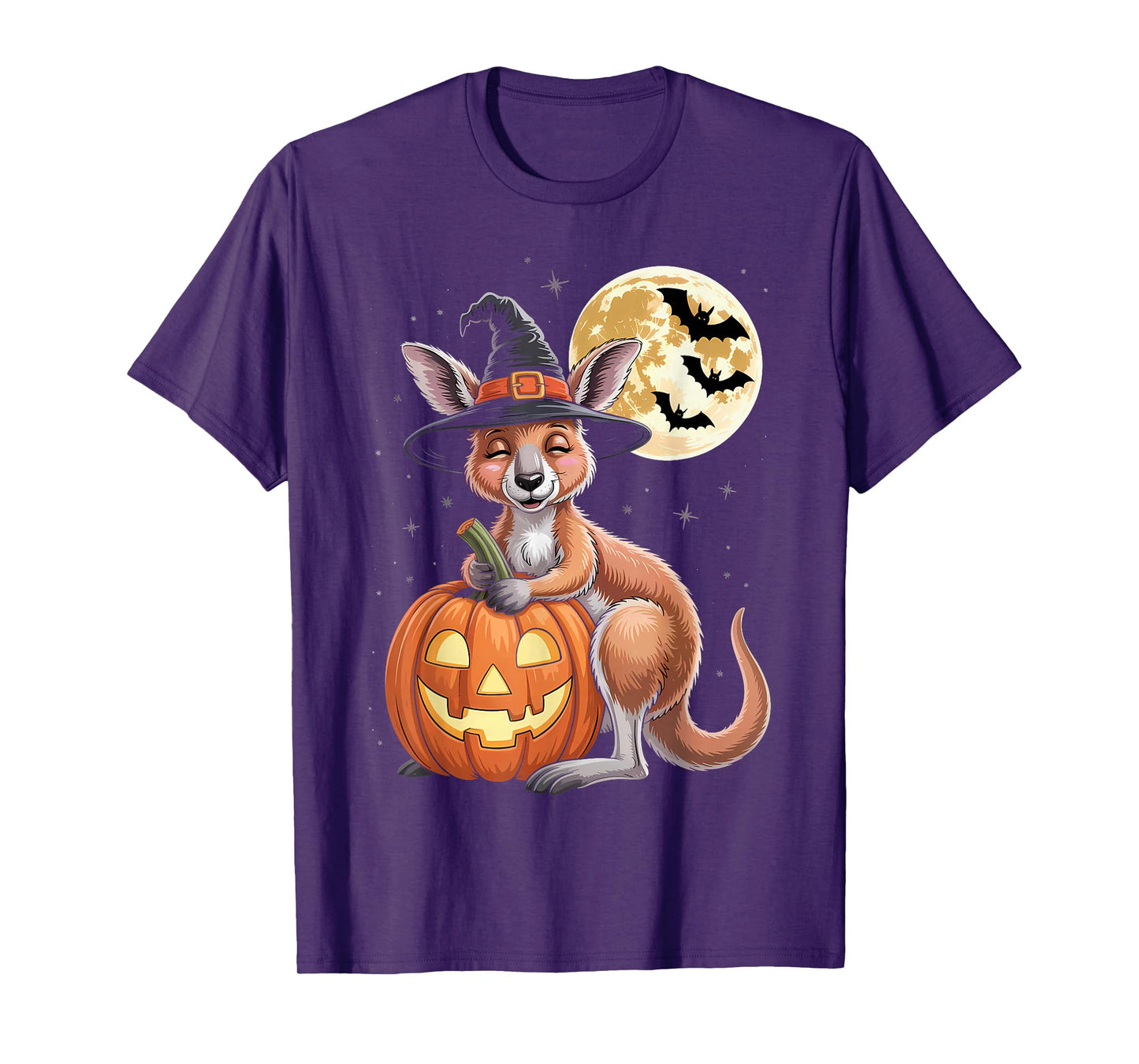 Halloween Kangaroo Witch Hat Pumpkin Spooky T-Shirt