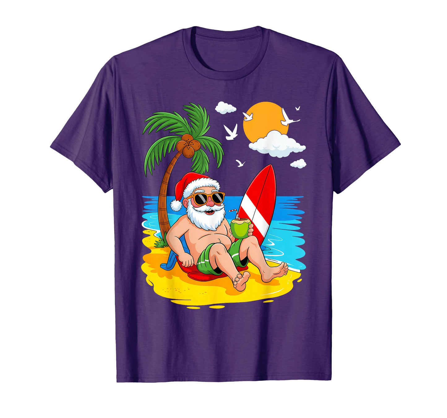 Christmas Santa Beach Xmas Tropical Hawaii Men Women Kids T-Shirt