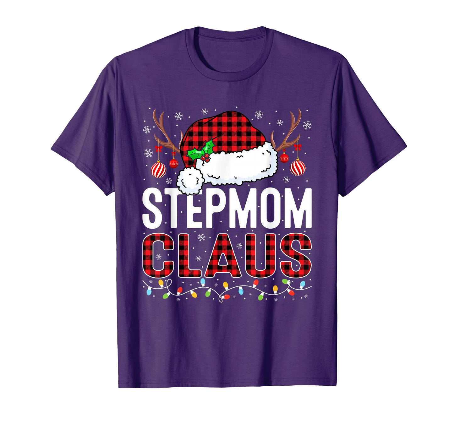 Christmas Lights Stepmom Claus Family Matching Xmas Pajama T-Shirt