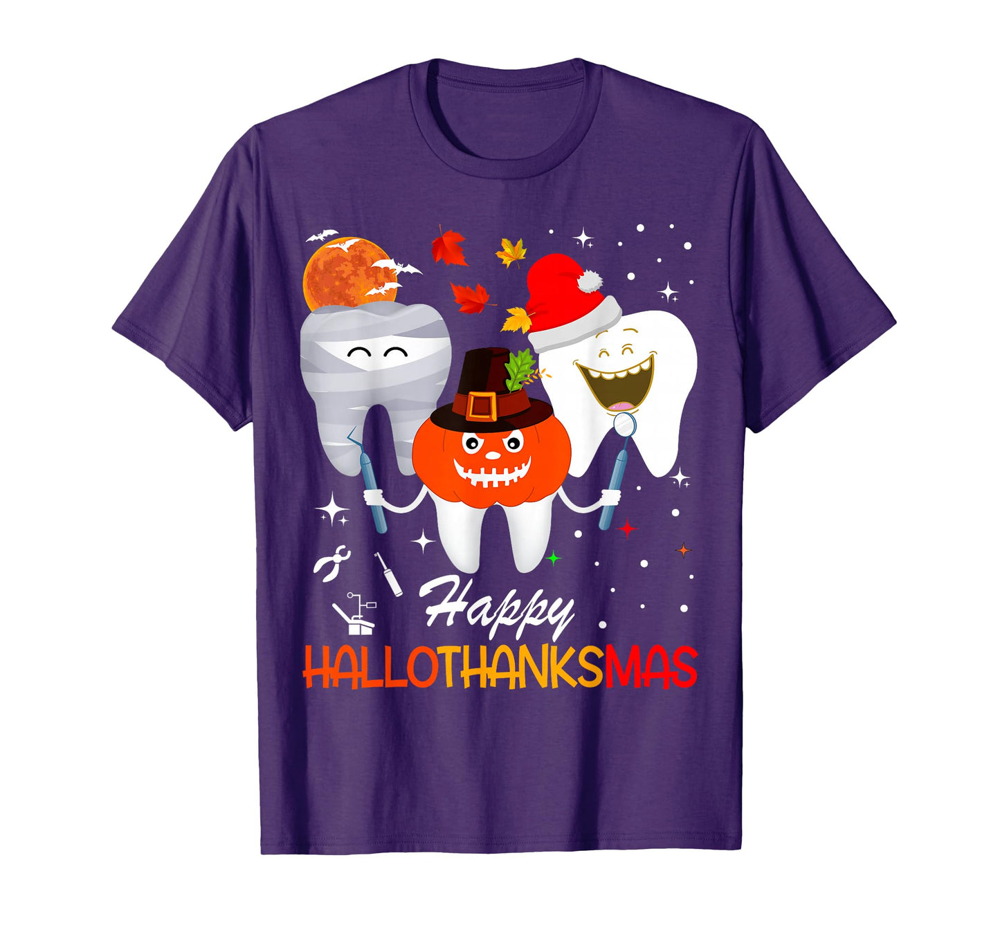 Dental Dentist Happy HallowThanksMas Christmas Thanksgiving T-Shirt