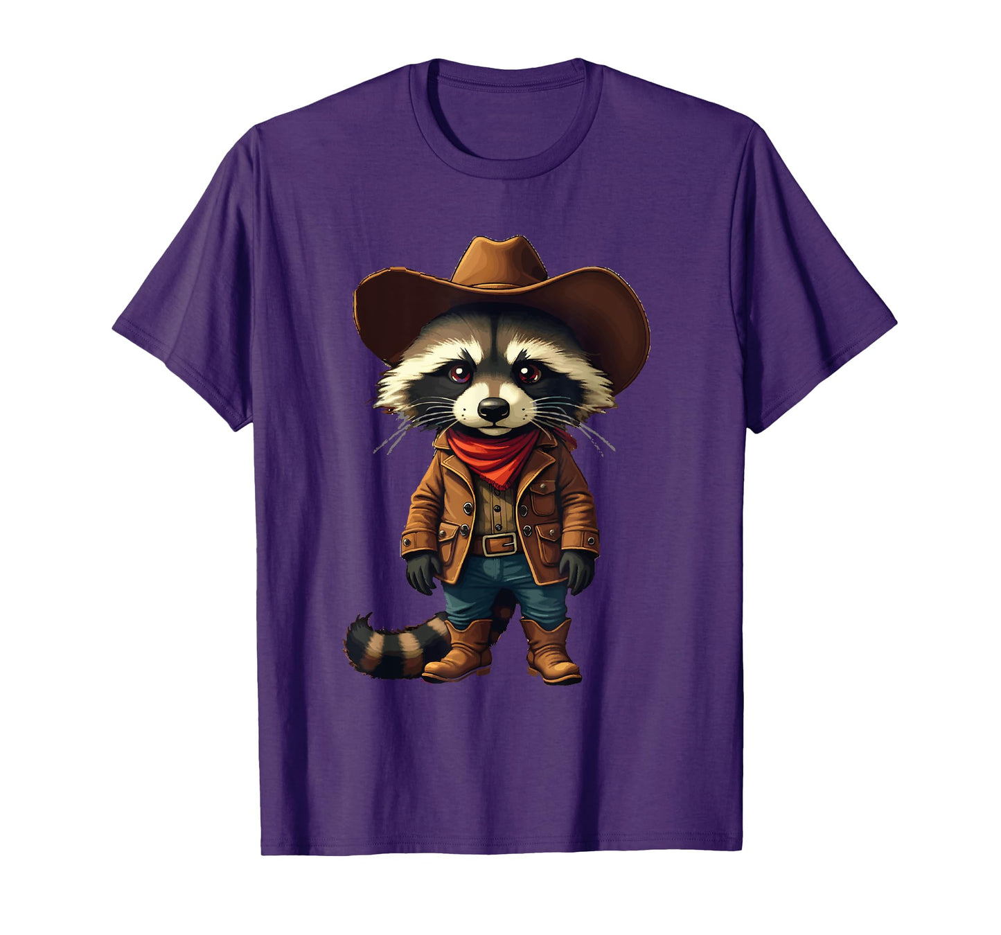 Western Cowboy Raccoon Cool Funny Graphic Country Cowboy T-Shirt