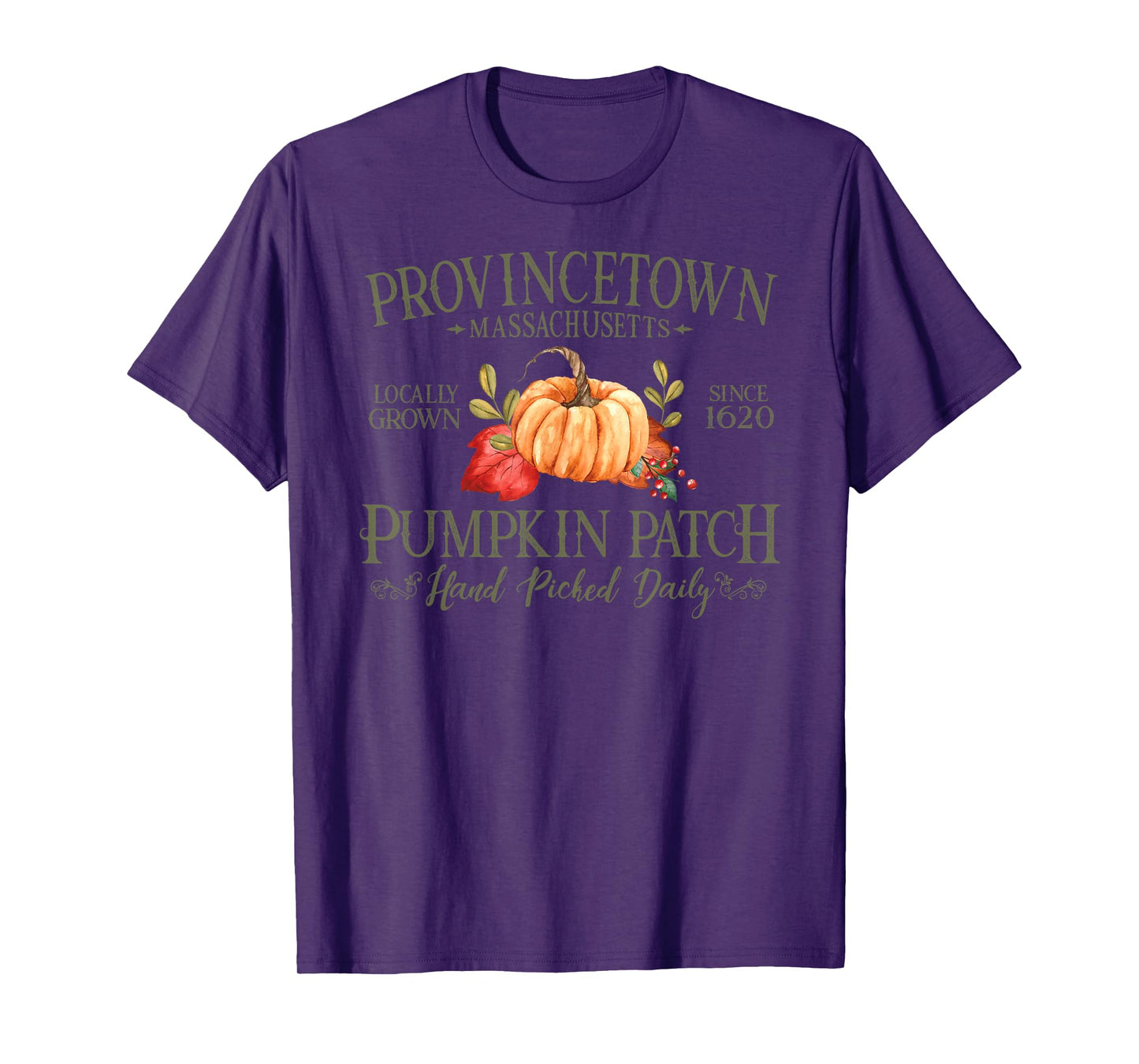 Provincetown Massachusetts Pumpkin Patch Fall Olive Letters T-Shirt
