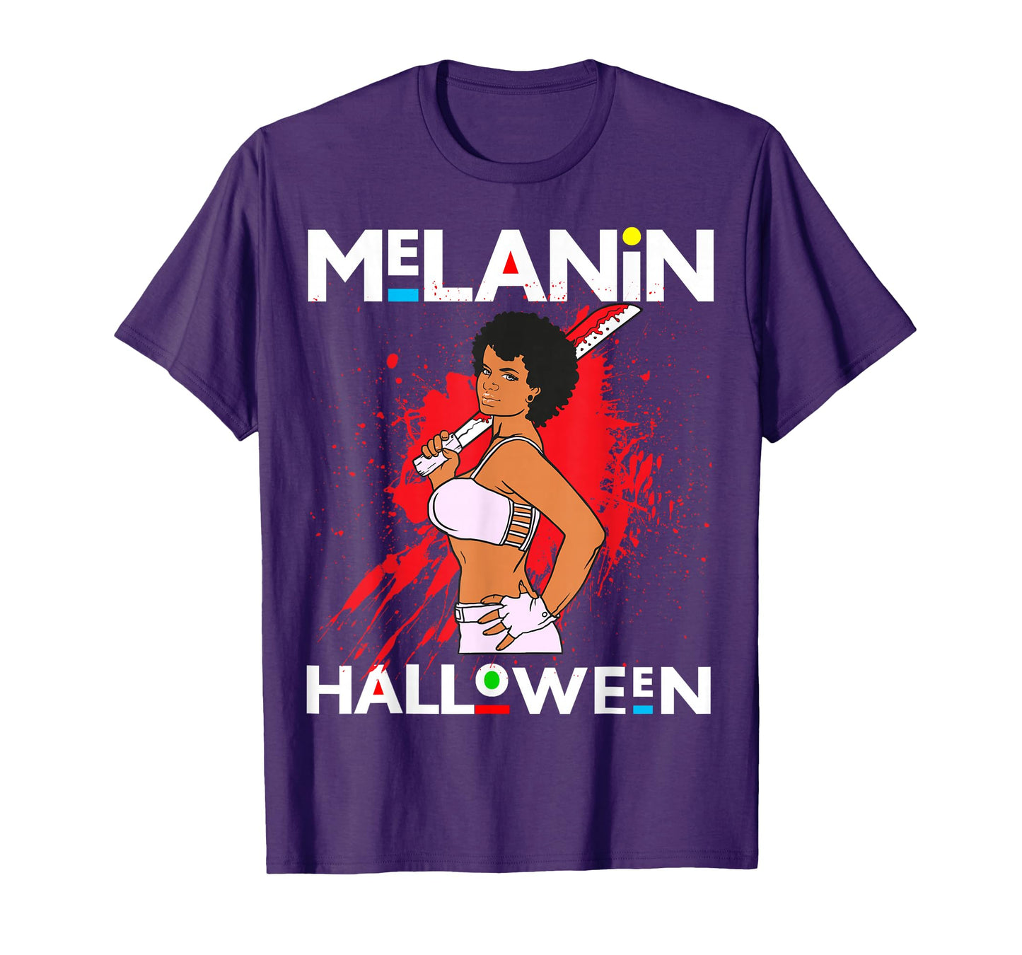 Funny Melanin Halloween Black Girl Magic Scary Blood Costume T-Shirt