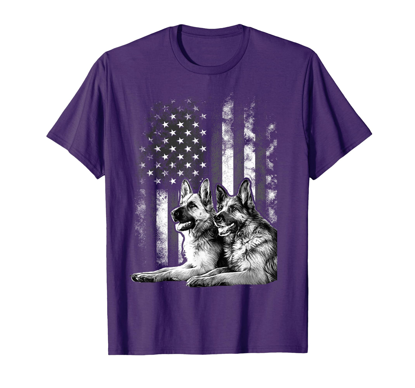 Vintage Patriotic German Shepherd American Flag 4th Of July T-Shirt