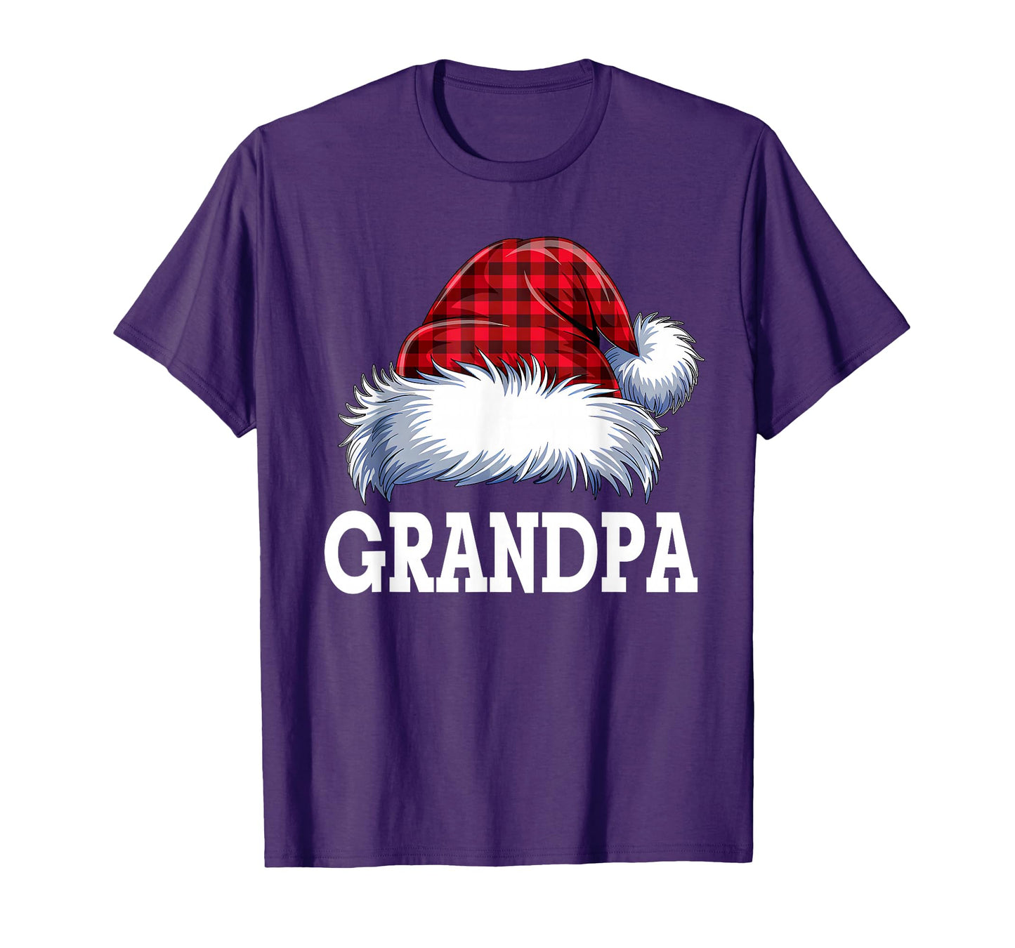 Grandpa Santa Red Plaid Christmas Family Matching Pajamas T-Shirt