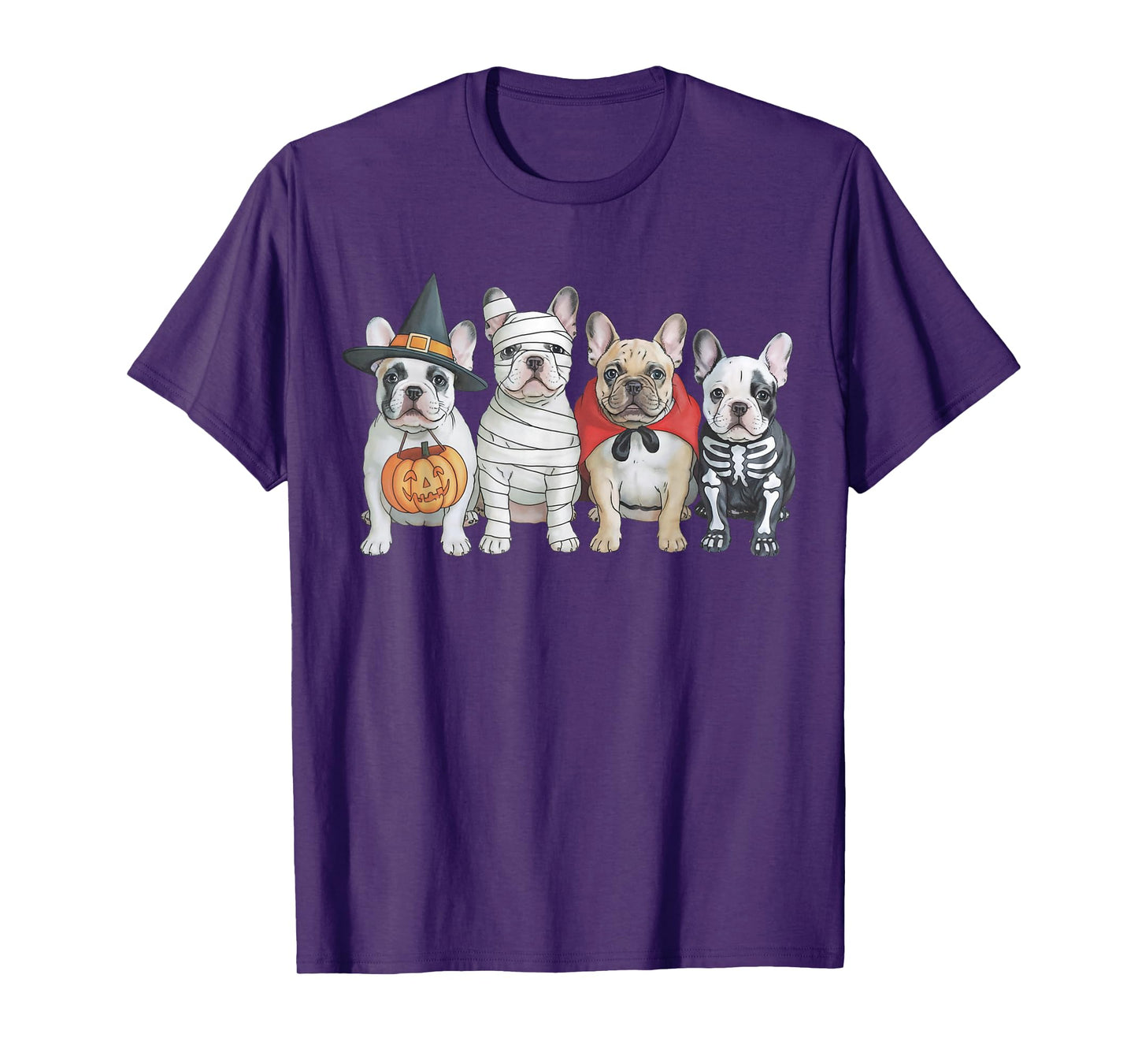 Cute French Bulldog Witch Mummy Halloween Pumpkin Dog Spooky T-Shirt