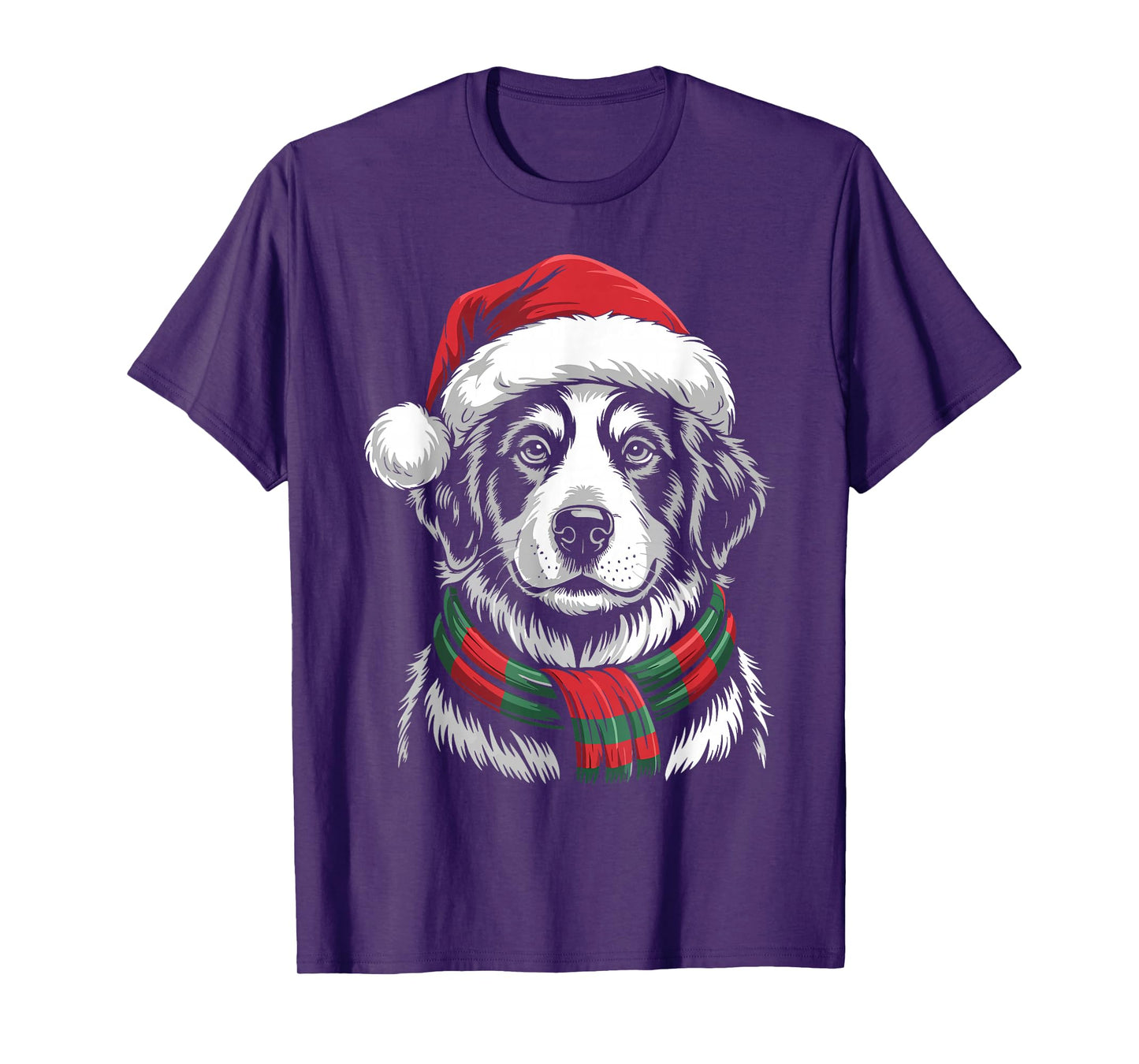 Great Pyrenees Dog Xmas Santa Hat Scarf Christmas Costume T-Shirt
