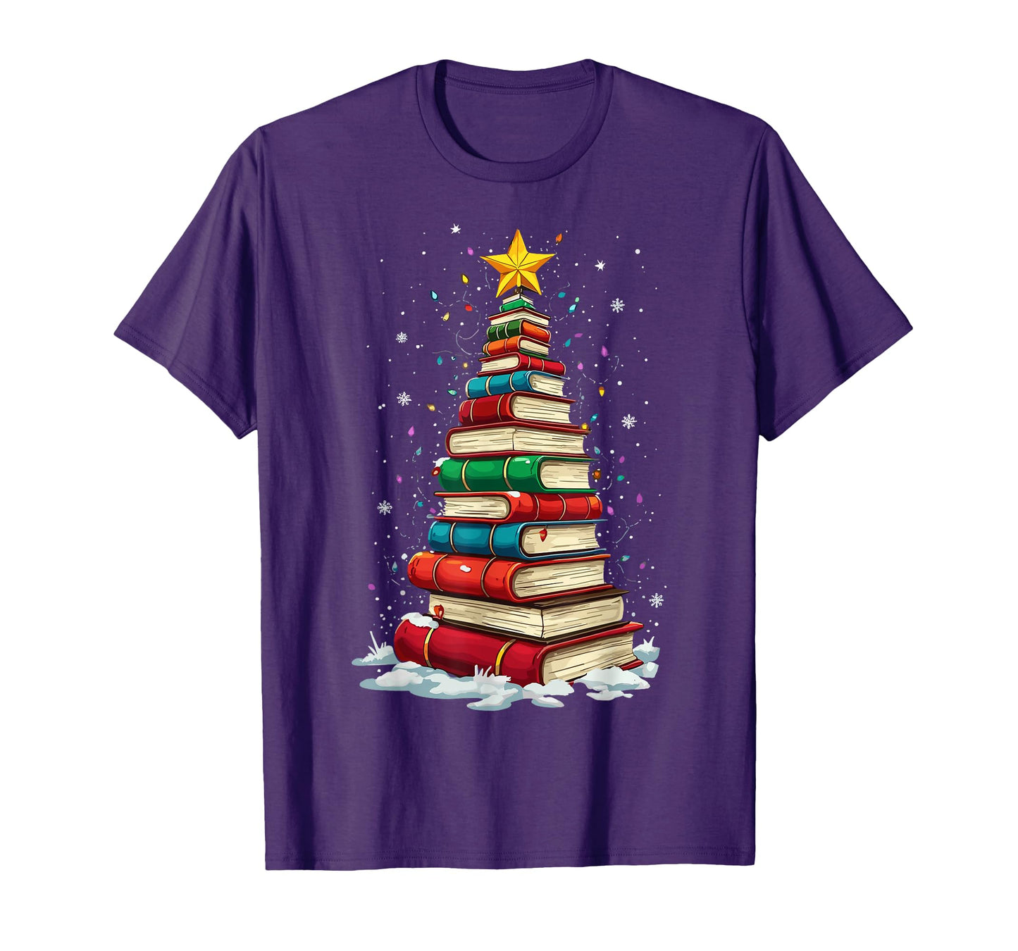 Book Christmas Tree Book Lover Teacher Librarian T-Shirt