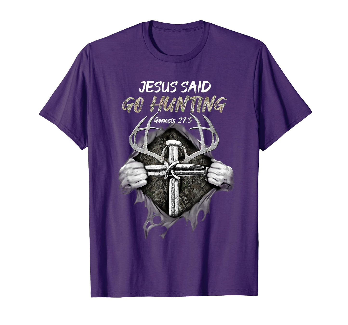 Jesus Go Hunting Genesis 27:3 Hunting Christian T-Shirt
