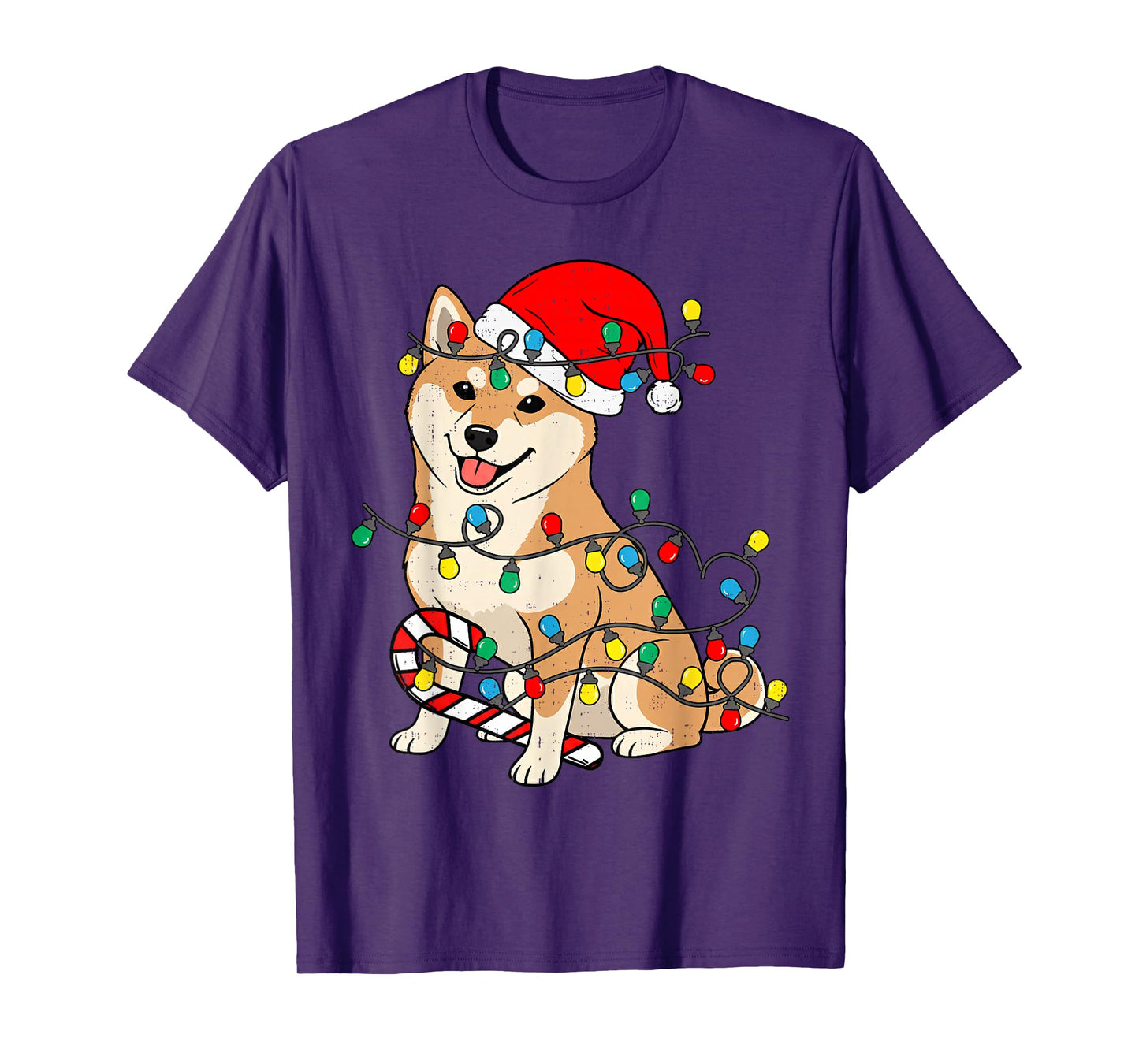 Shiba Inu Dog Christmas Lights Santa Xmas Pet Dog Lover T-Shirt