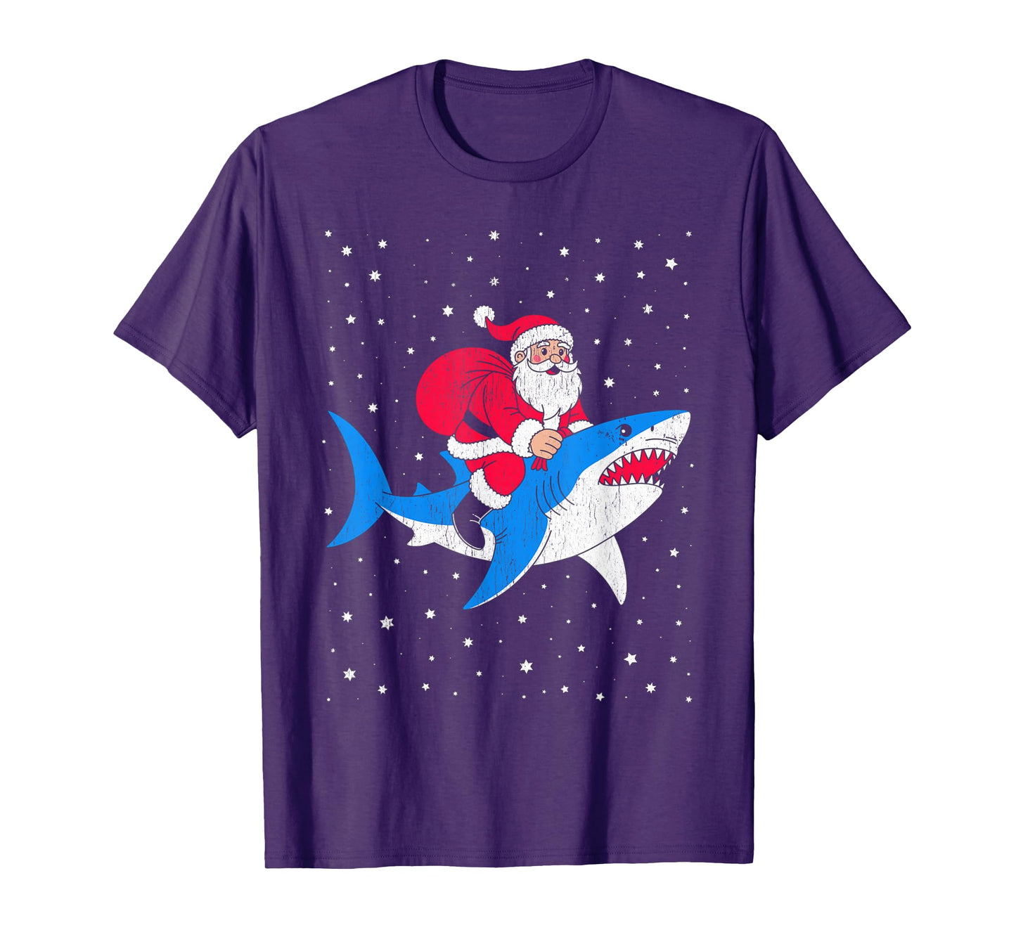 Funny Santa Riding Shark Christmas T-Shirt
