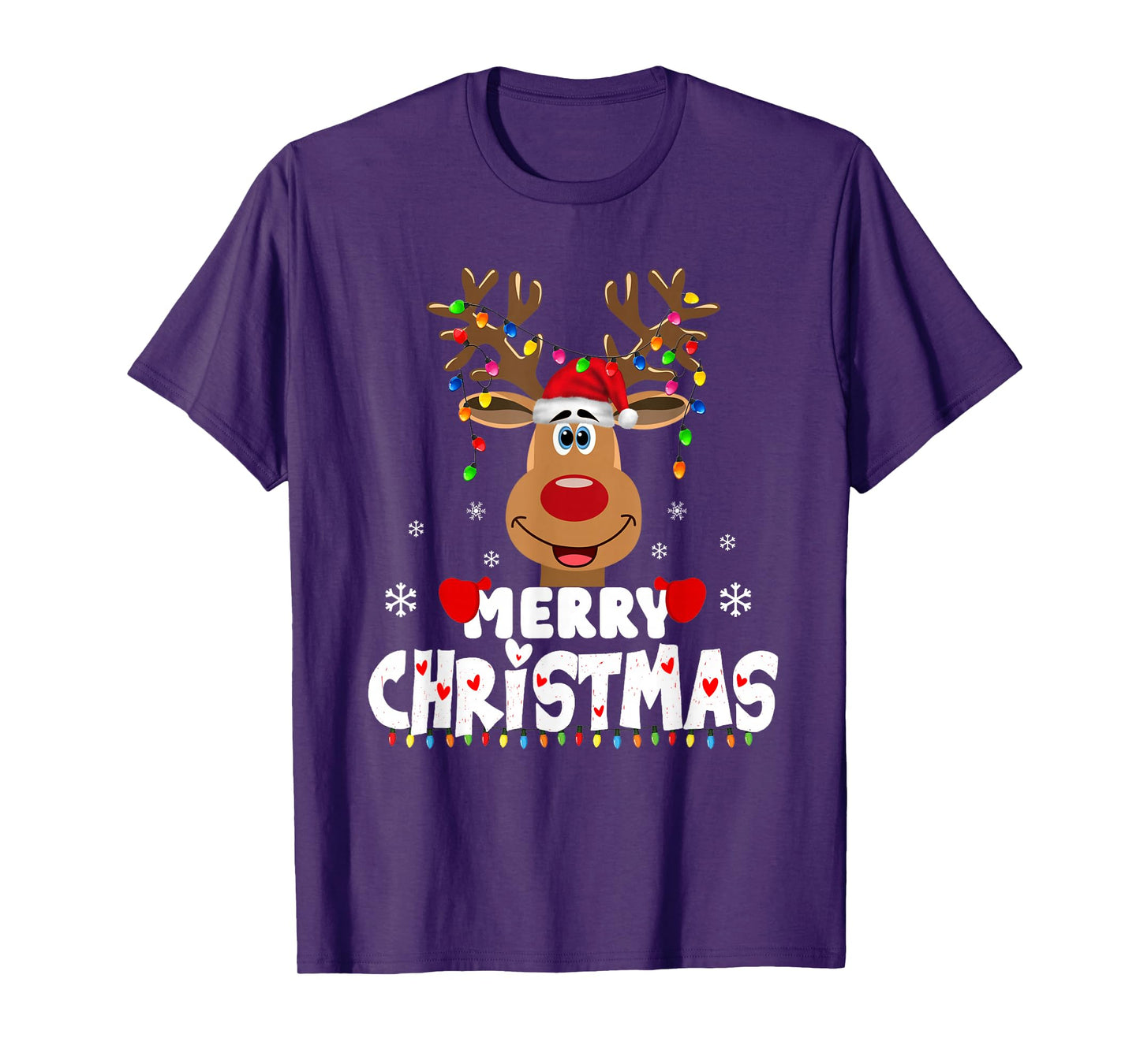 Funny Merry Christmas Reindeer Xmas 2025 Family Men Women T-Shirt